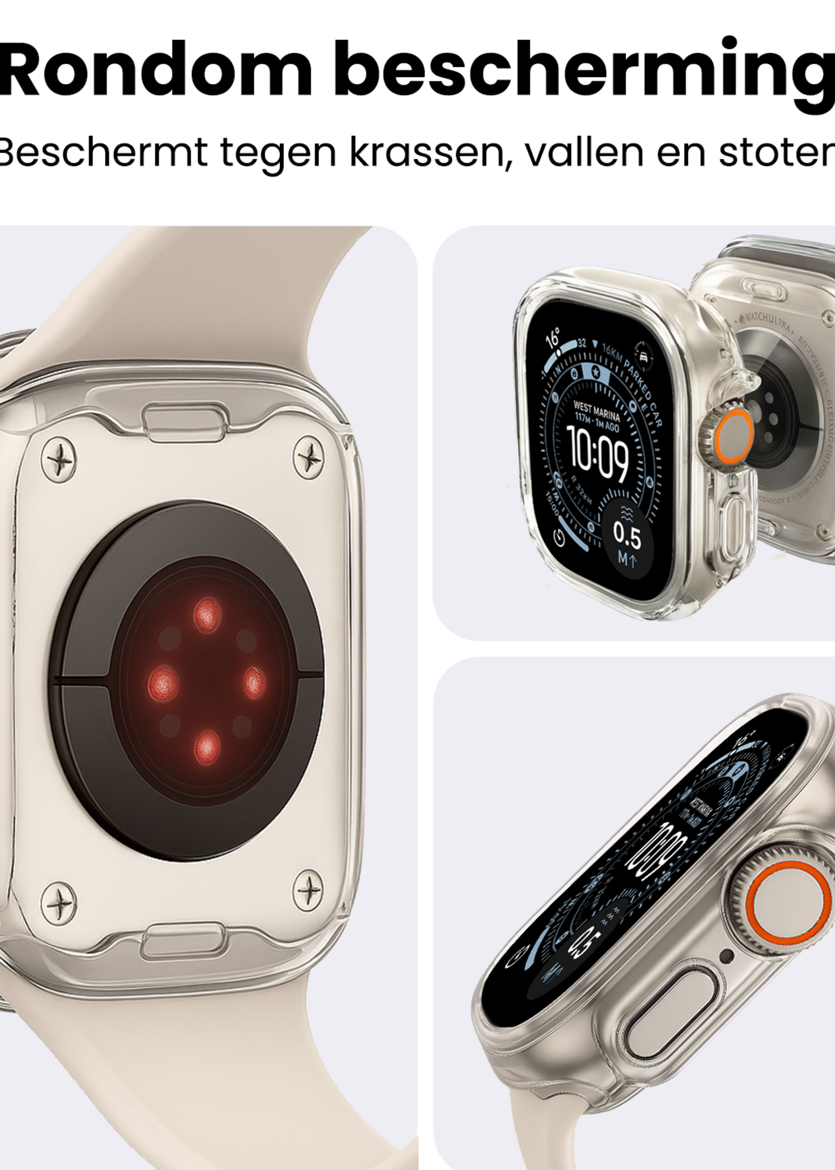 BTH BTH Apple Watch Ultra 3 Hoesje Siliconen Transparant - 49 mm