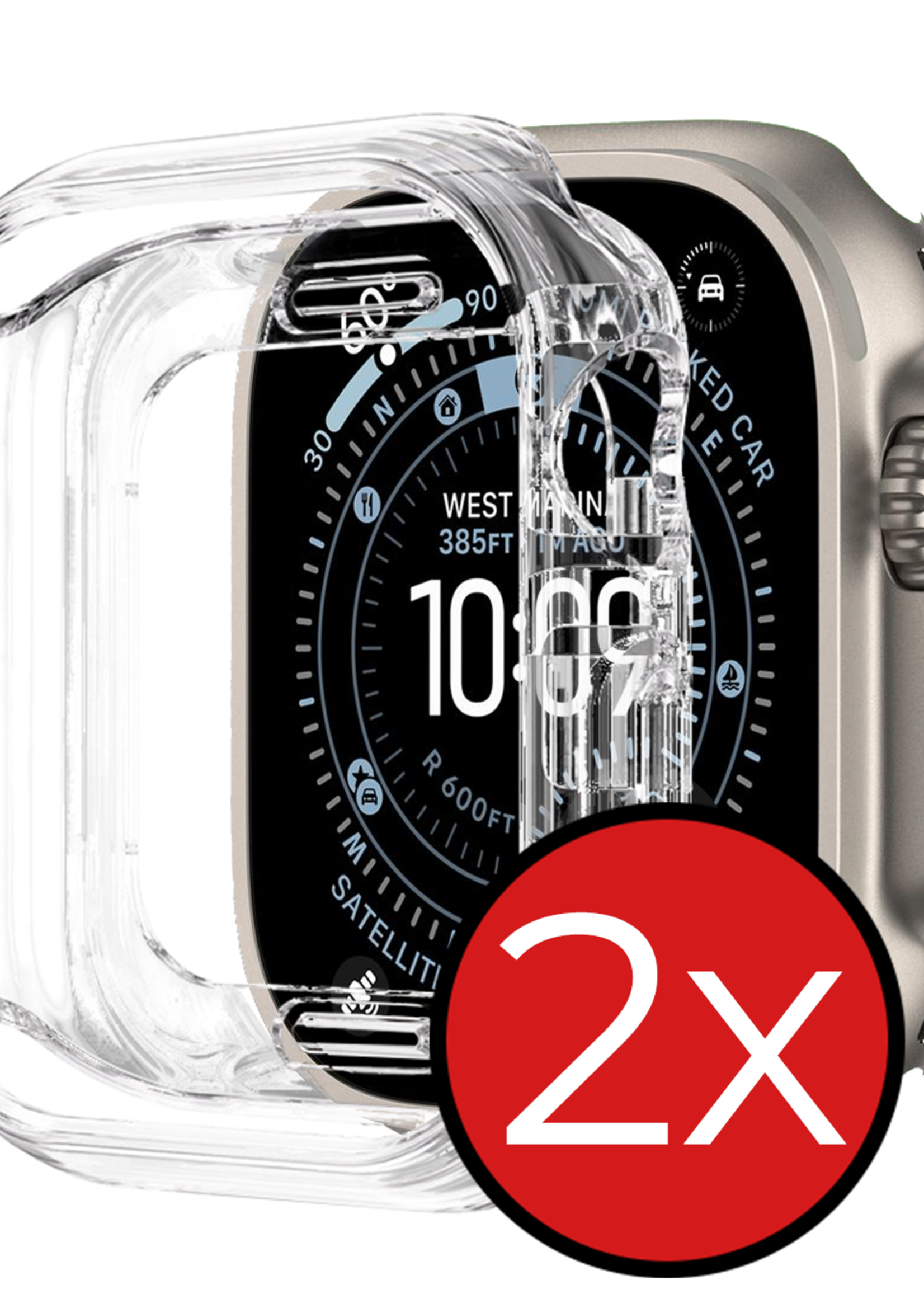 BTH BTH Apple Watch Ultra 3 Hoesje Siliconen Transparant - 49 mm - 2 PACK