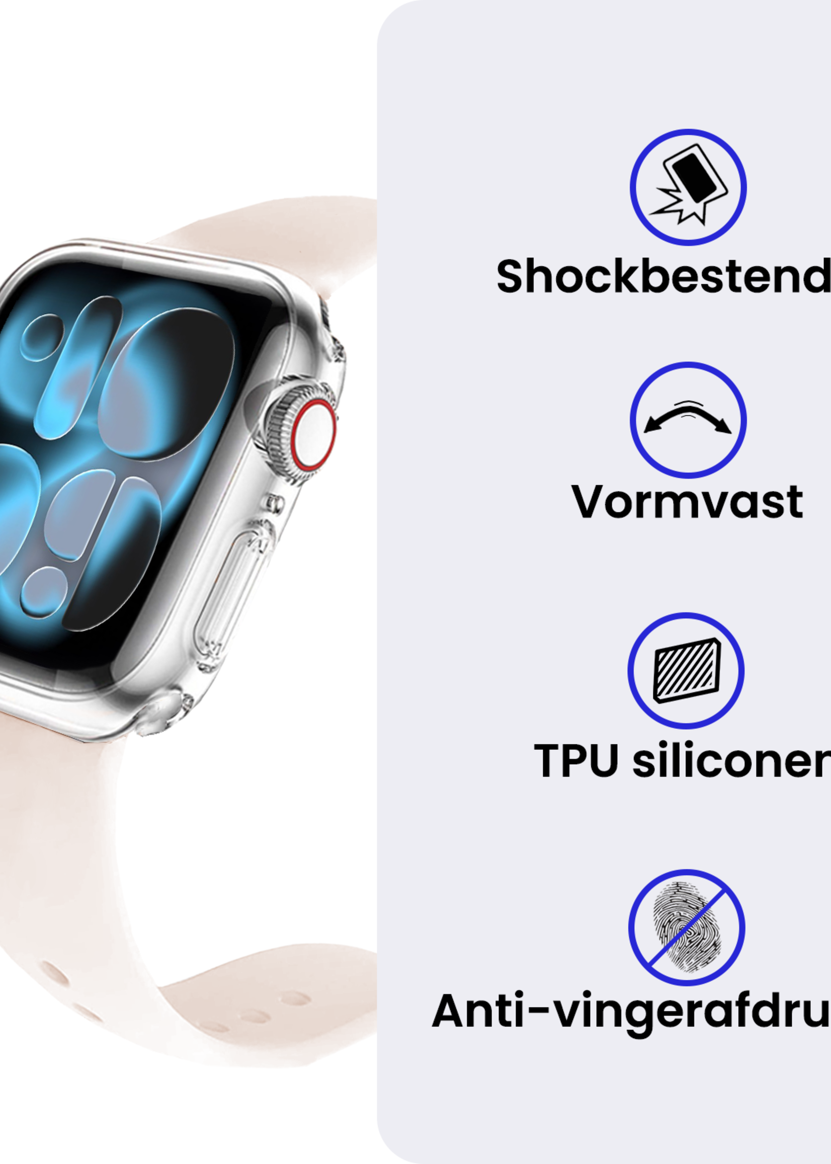 BTH BTH Apple Watch Series 11 Hoesje Siliconen Transparant - 46 mm