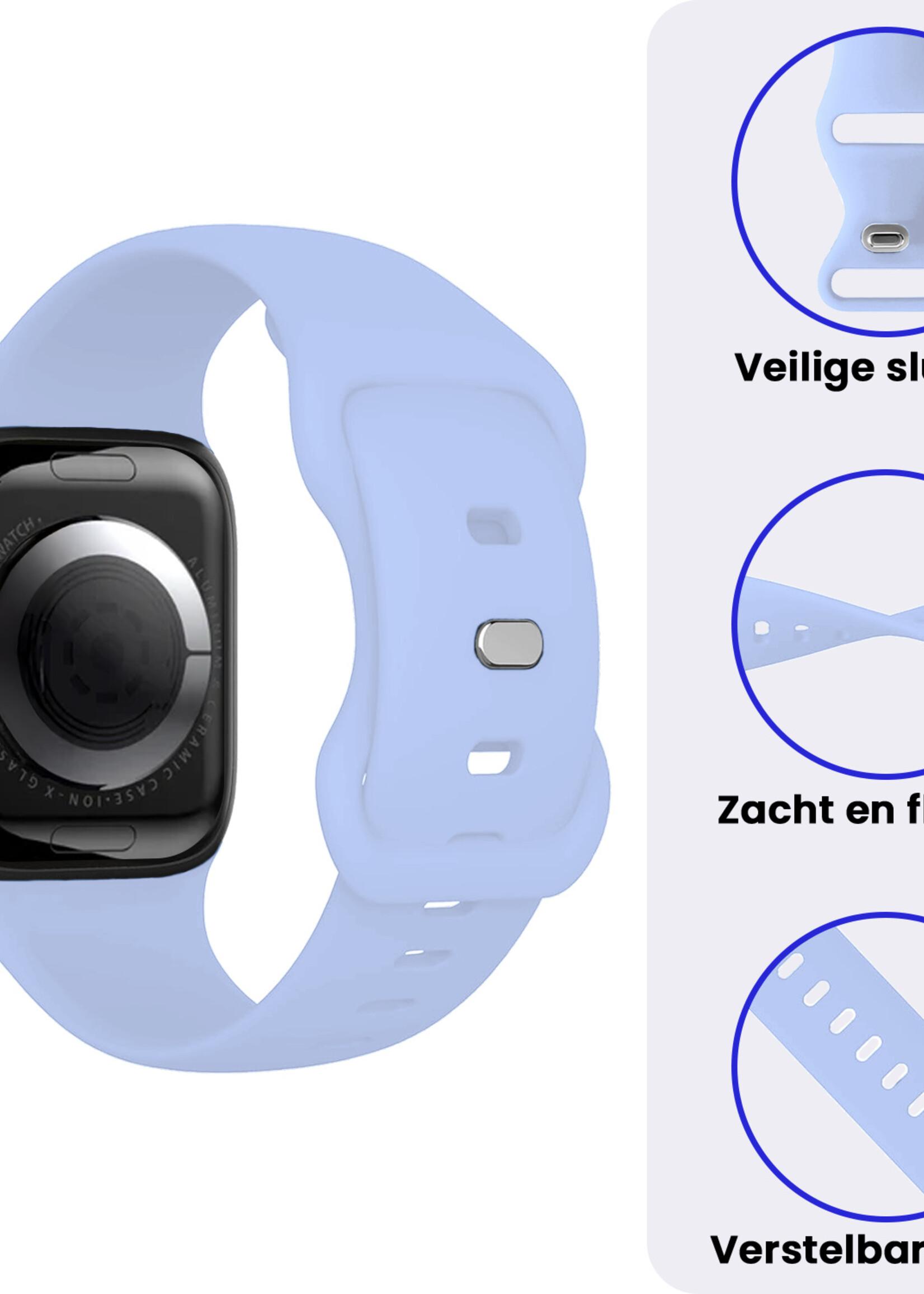 BTH BTH Apple Watch Bandje Siliconen Verstelbaar (38/40/41 mm) - Baby Blauw