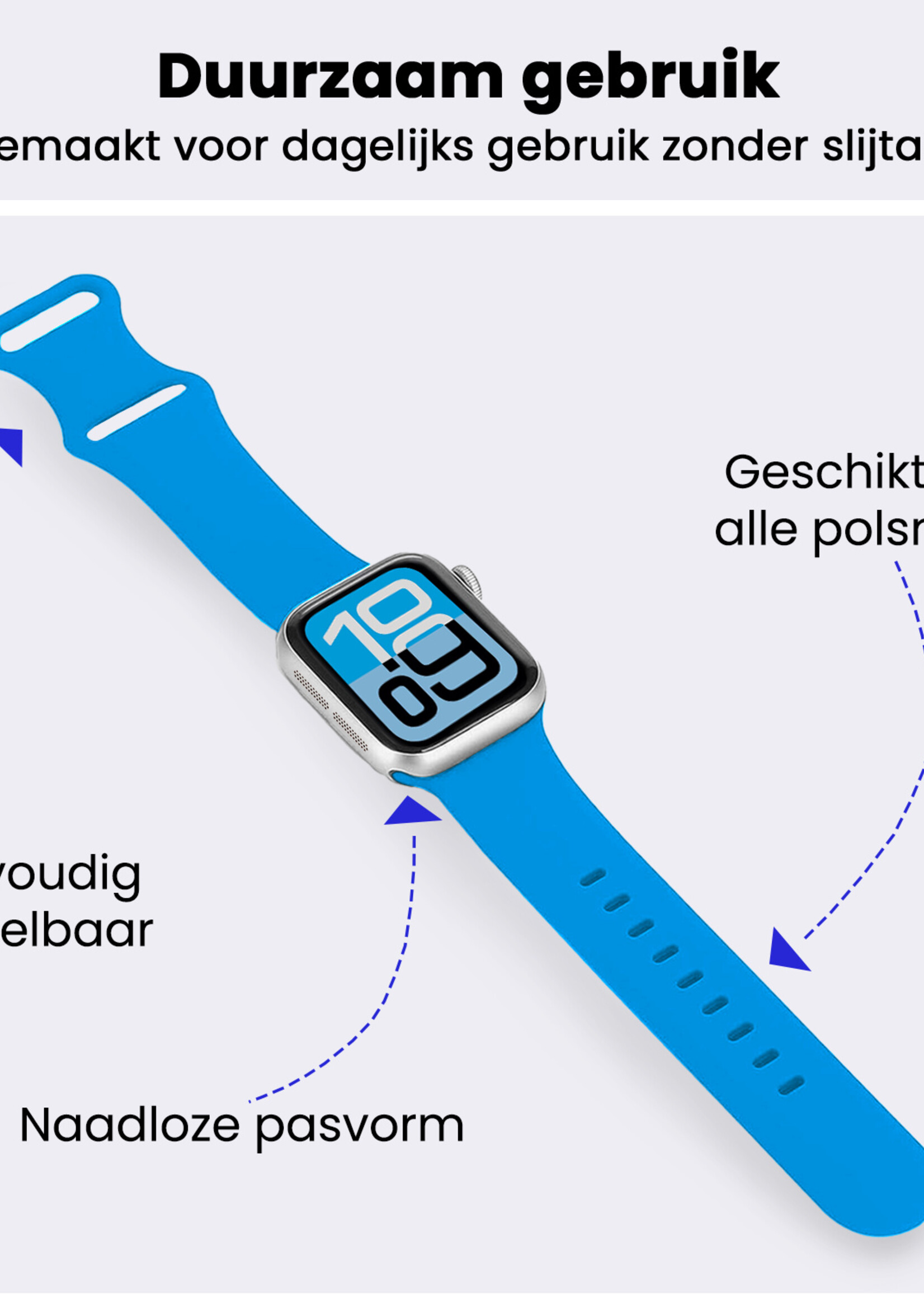 BTH BTH Apple Watch Bandje Siliconen Verstelbaar (38/40/41 mm) - Blauw