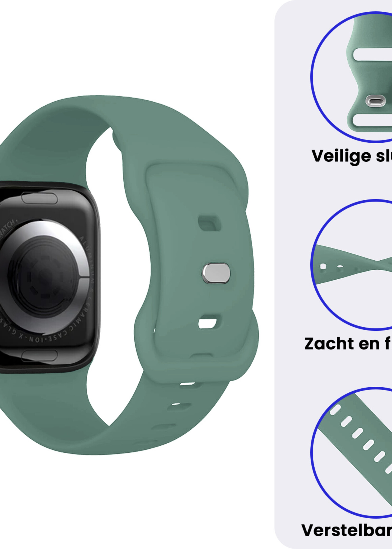 BTH BTH Apple Watch Bandje Siliconen Verstelbaar (38/40/41 mm) - Cactus