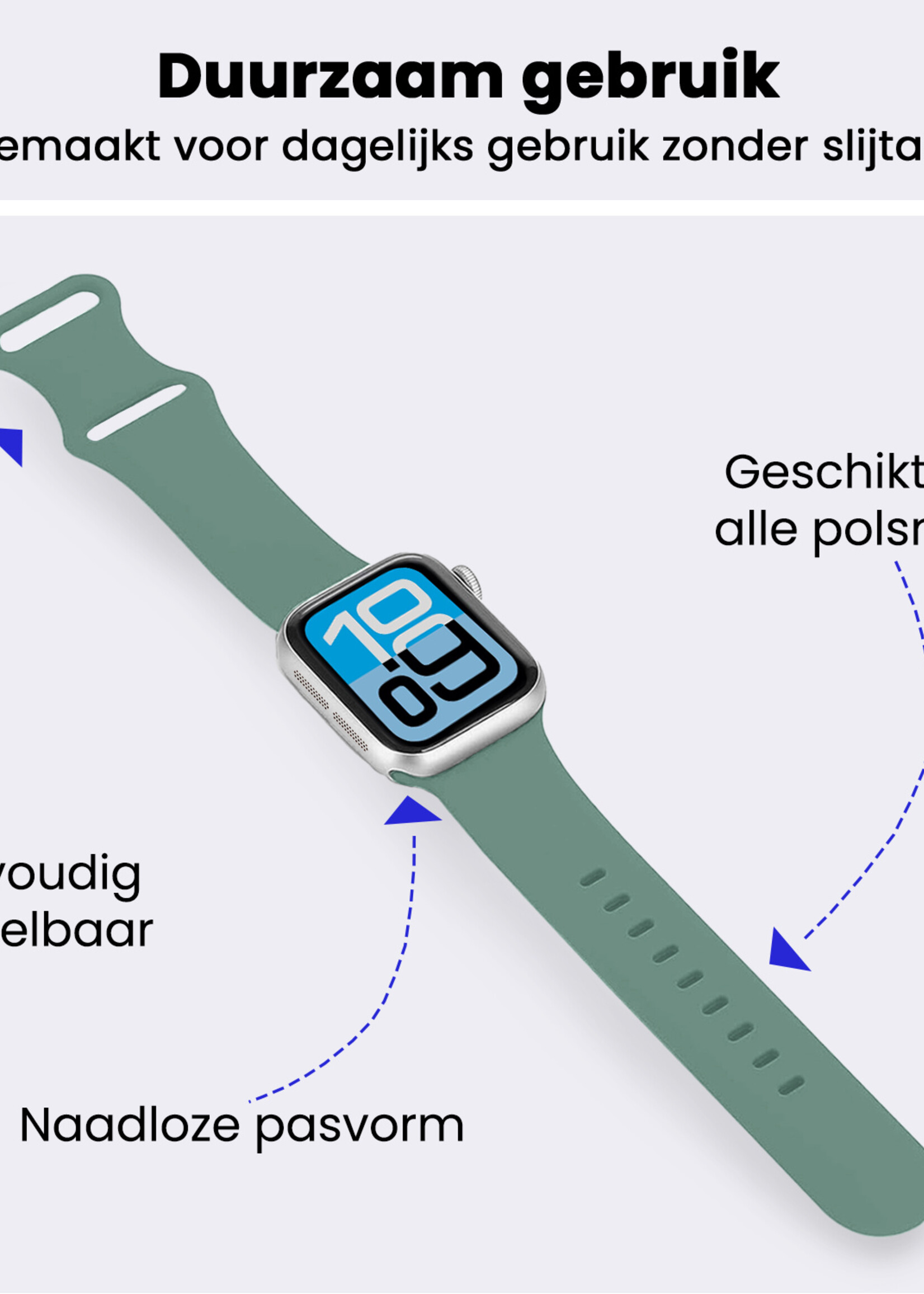 BTH BTH Apple Watch Bandje Siliconen Verstelbaar (38/40/41 mm) - Cactus