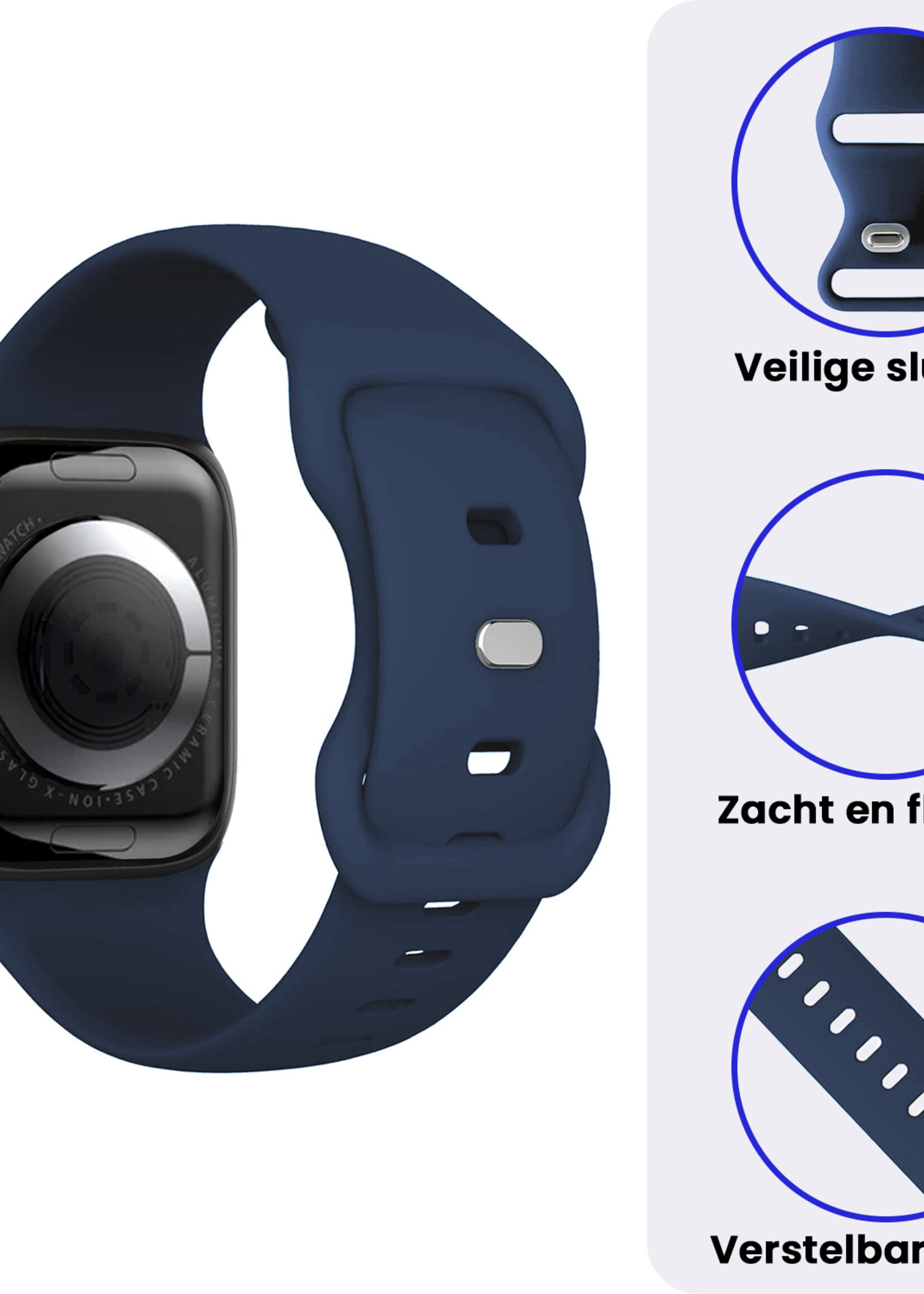 BTH BTH Apple Watch Bandje Siliconen Verstelbaar (38/40/41 mm) - Donkerblauw