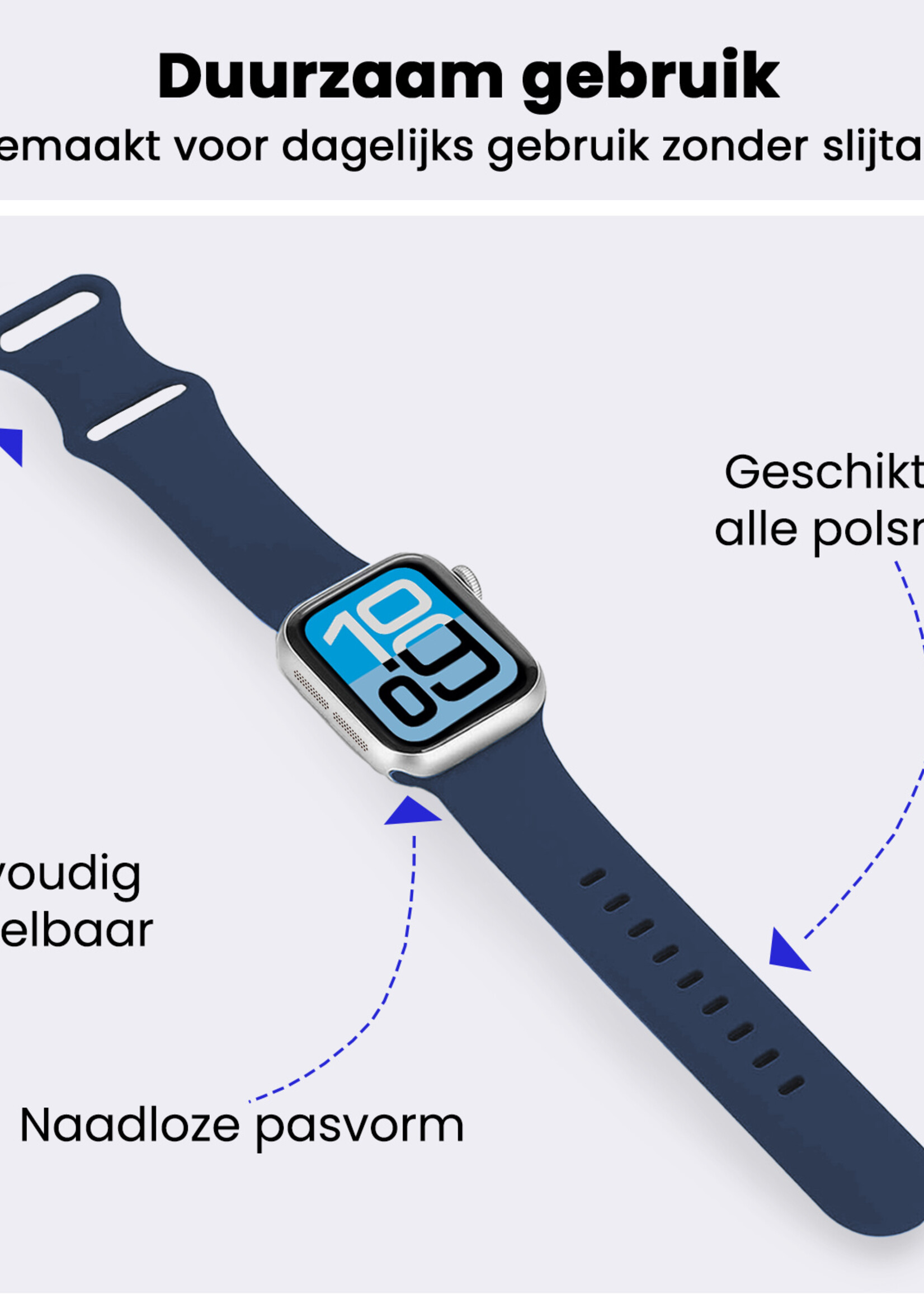 BTH BTH Apple Watch Bandje Siliconen Verstelbaar (38/40/41 mm) - Donkerblauw