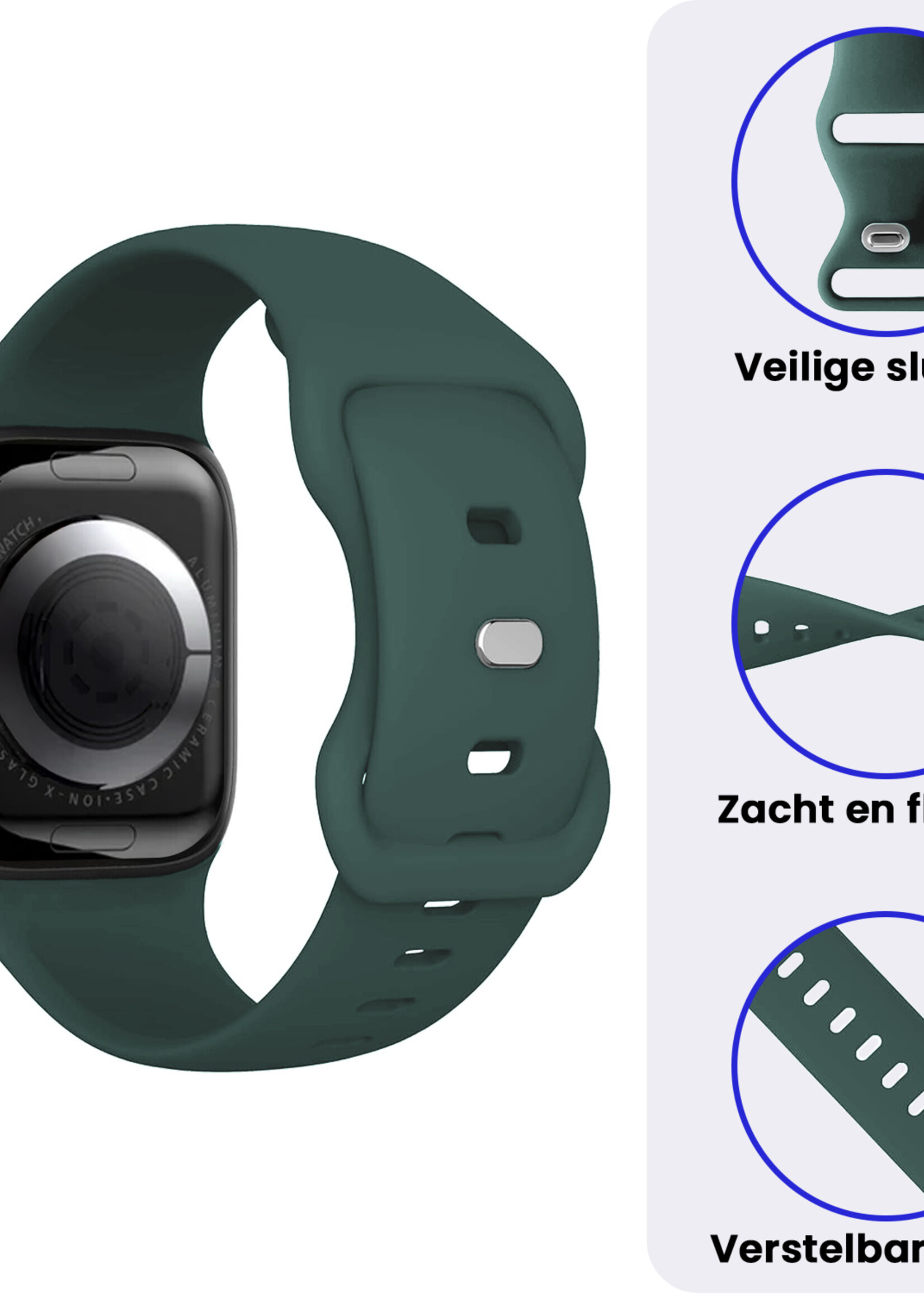 BTH BTH Apple Watch Bandje Siliconen Verstelbaar (38/40/41 mm) - Donkergroen