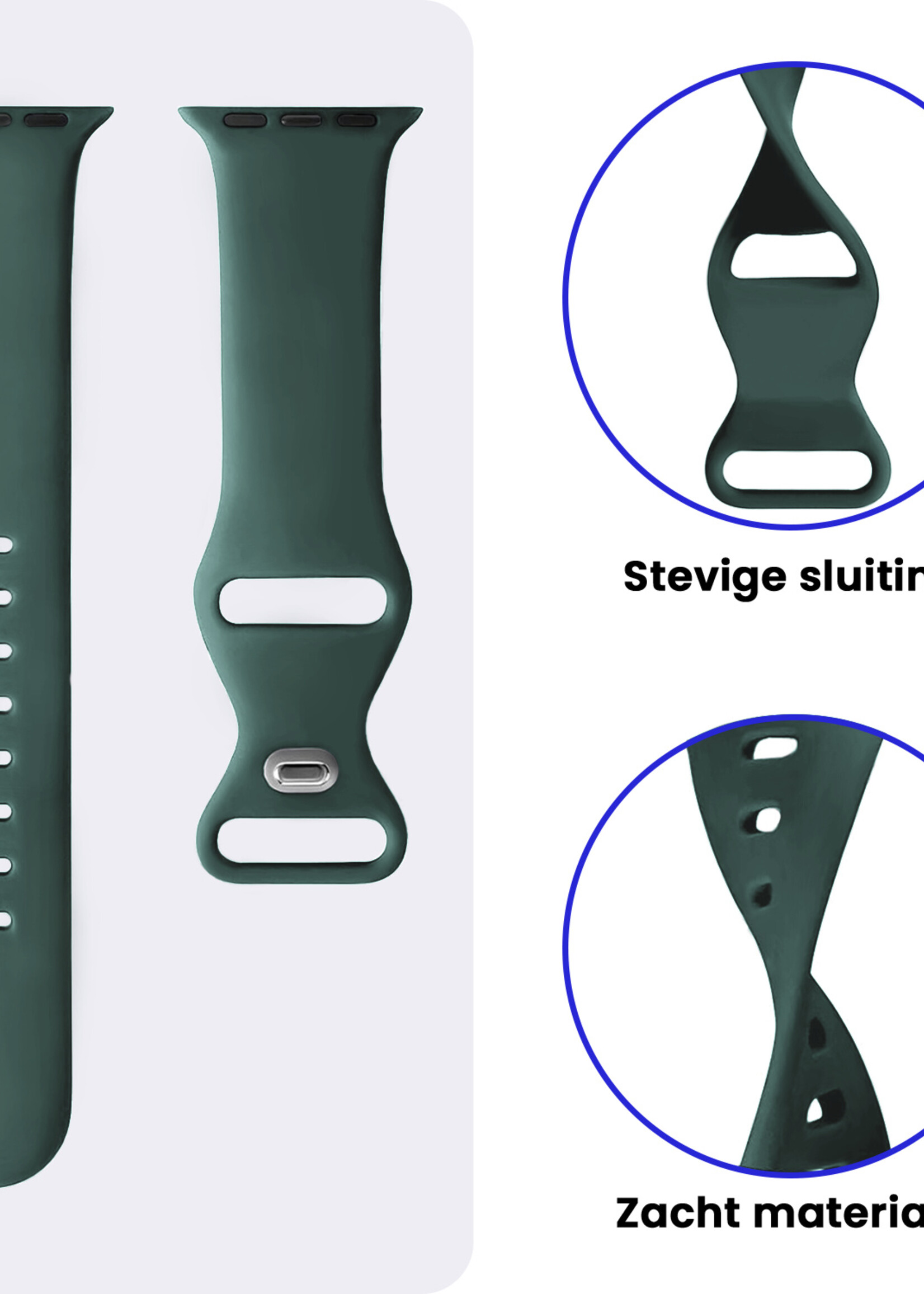 BTH BTH Apple Watch Bandje Siliconen Verstelbaar (38/40/41 mm) - Donkergroen