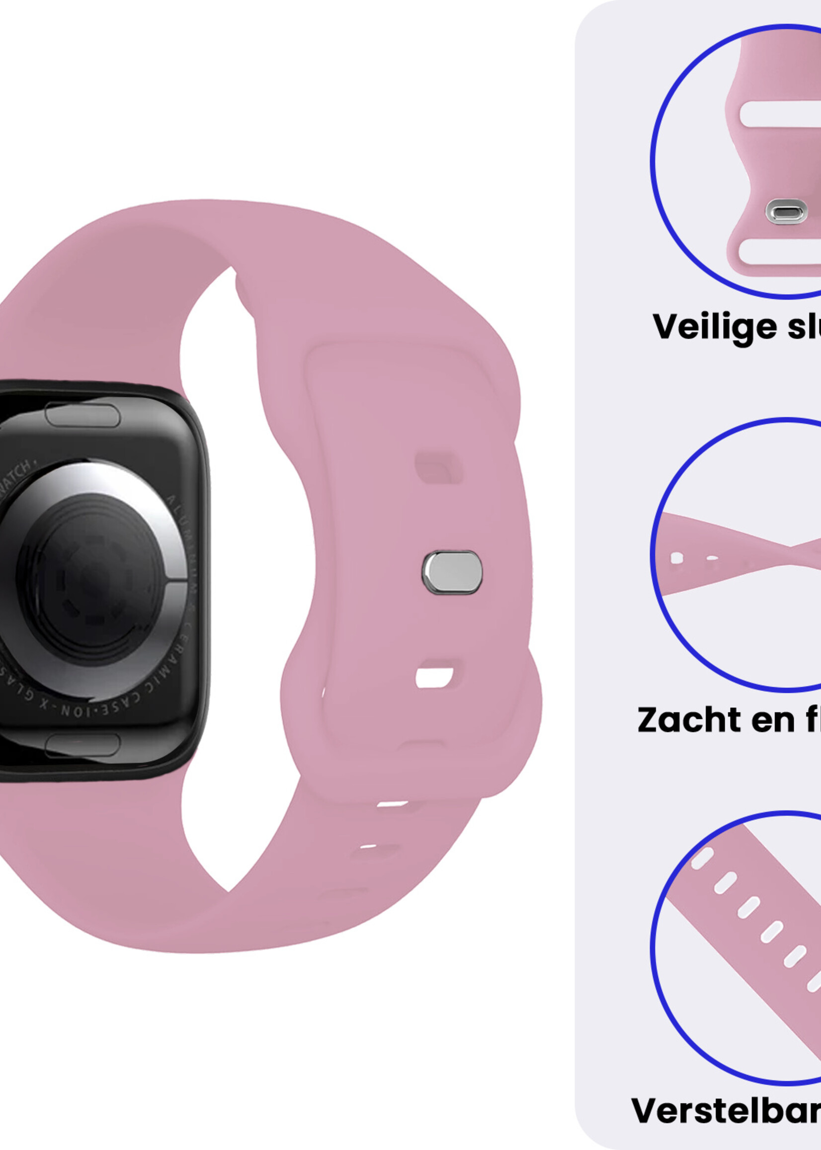 BTH BTH Apple Watch Bandje Siliconen Verstelbaar (38/40/41 mm) - Lila