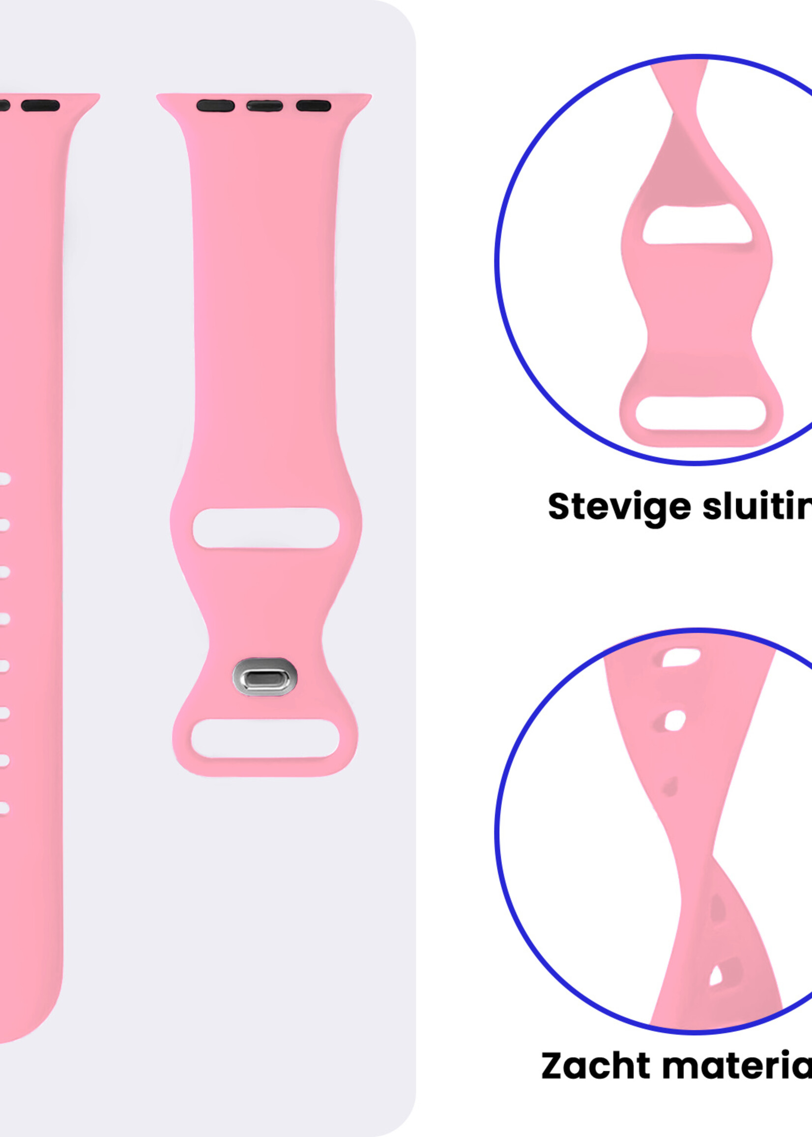 BTH BTH Apple Watch Bandje Siliconen Verstelbaar (38/40/41 mm) - Roze