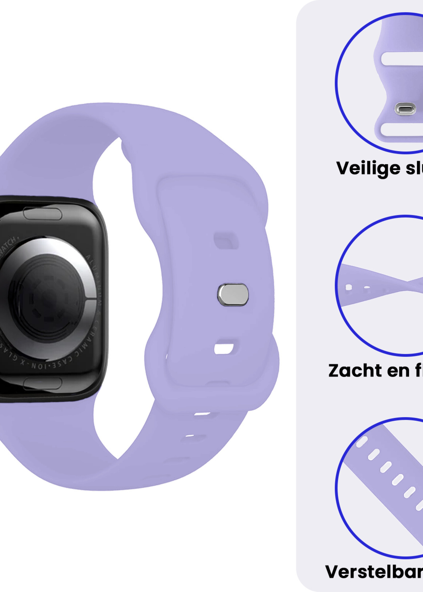 BTH BTH Apple Watch Bandje Siliconen Verstelbaar (38/40/41 mm) - Violet