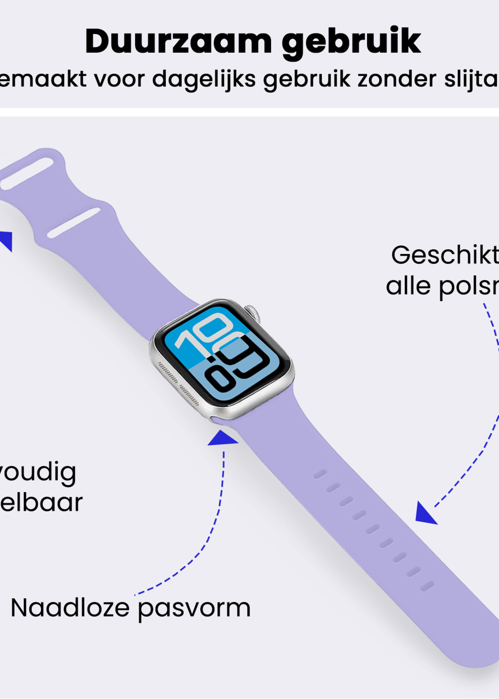 BTH BTH Apple Watch Bandje Siliconen Verstelbaar (38/40/41 mm) - Violet