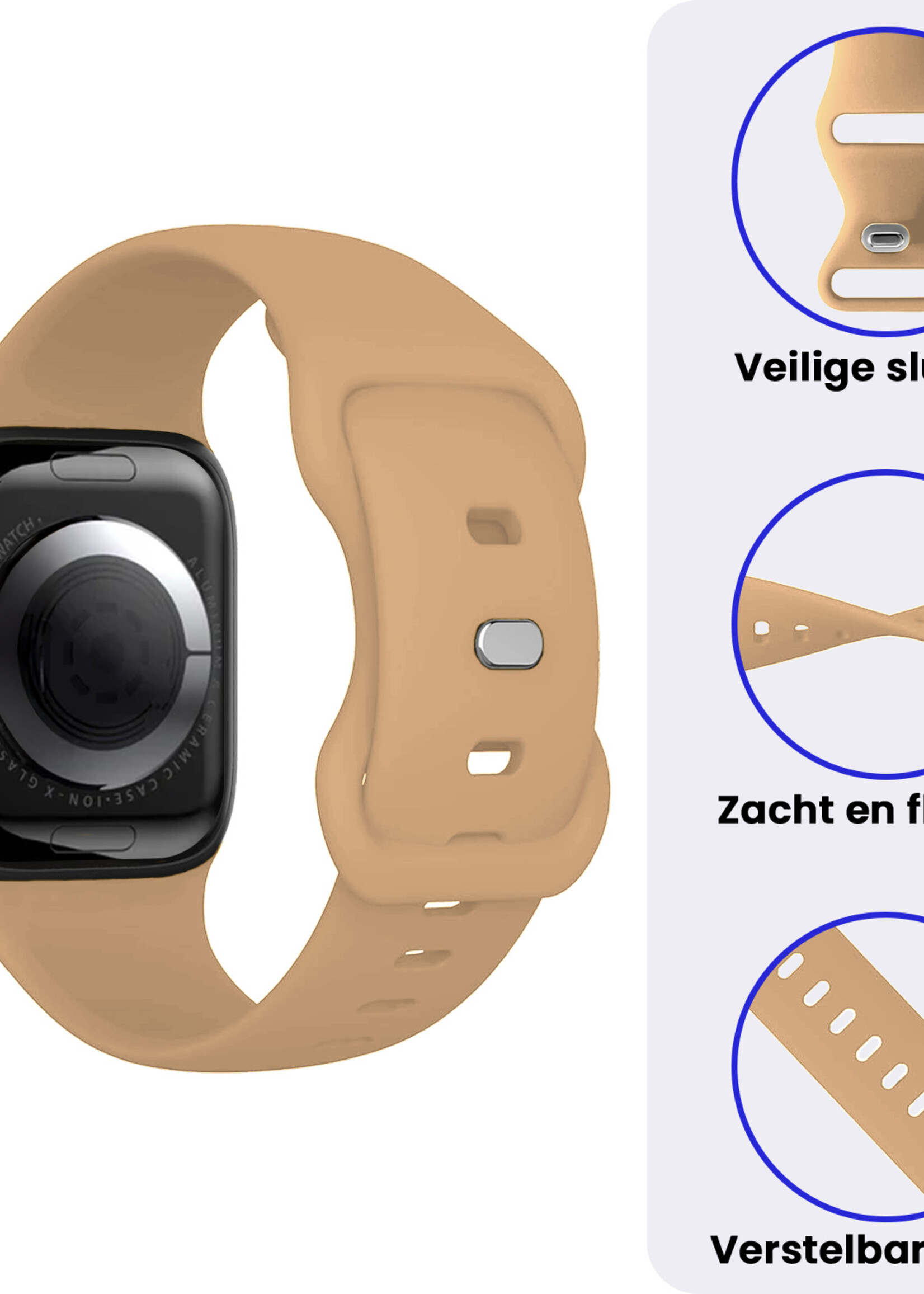 BTH BTH Apple Watch Bandje Siliconen Verstelbaar (38/40/41 mm) - Walnoot