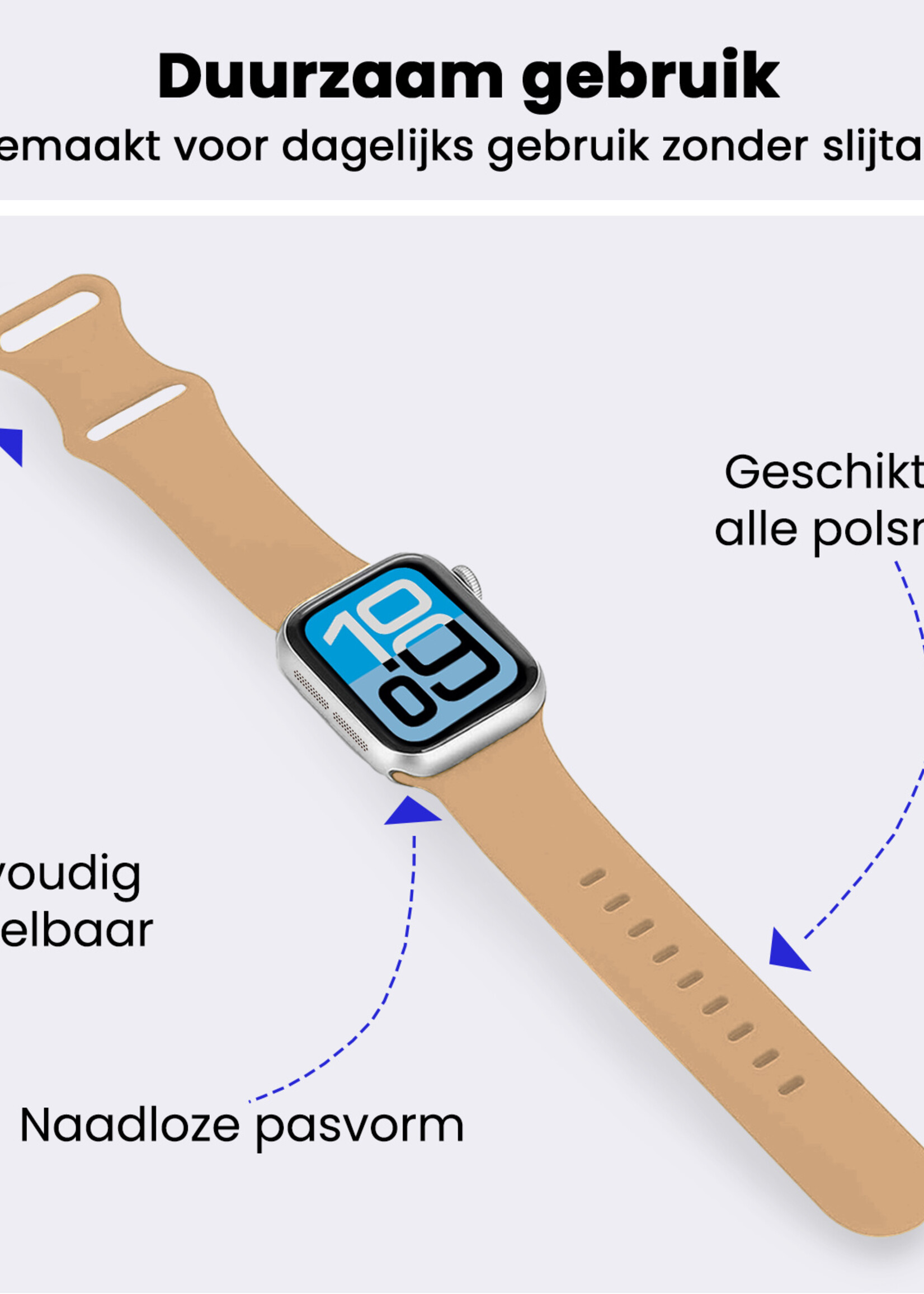 BTH BTH Apple Watch Bandje Siliconen Verstelbaar (38/40/41 mm) - Walnoot