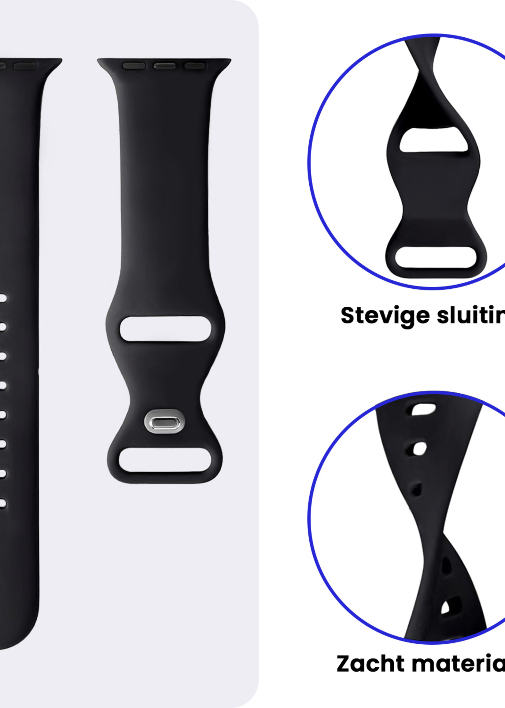 BTH BTH Apple Watch Bandje Siliconen Verstelbaar (38/40/41 mm) - Zwart