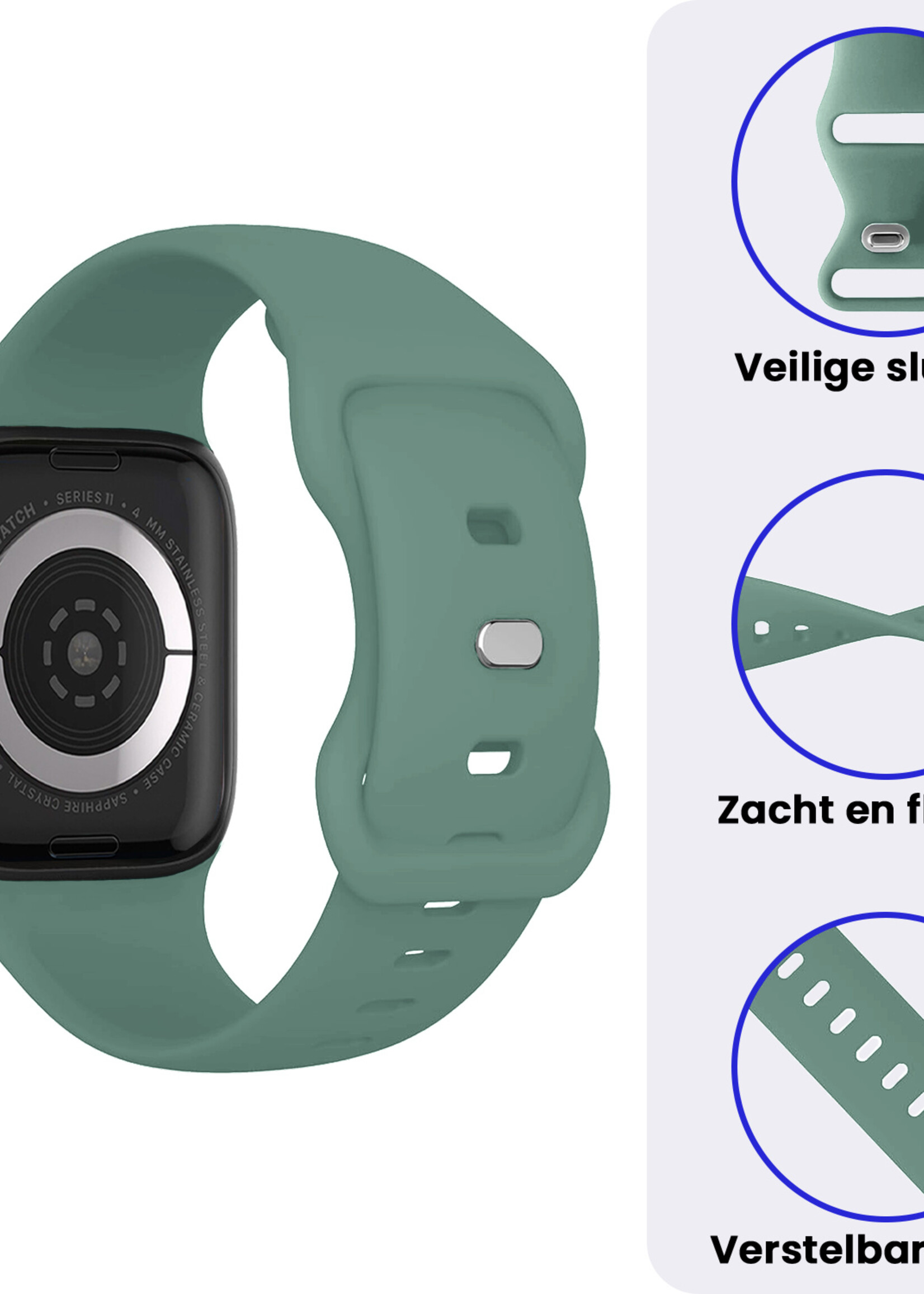 BTH BTH Apple Watch Bandje Siliconen Verstelbaar (42/44/45/46 mm) - Cactus