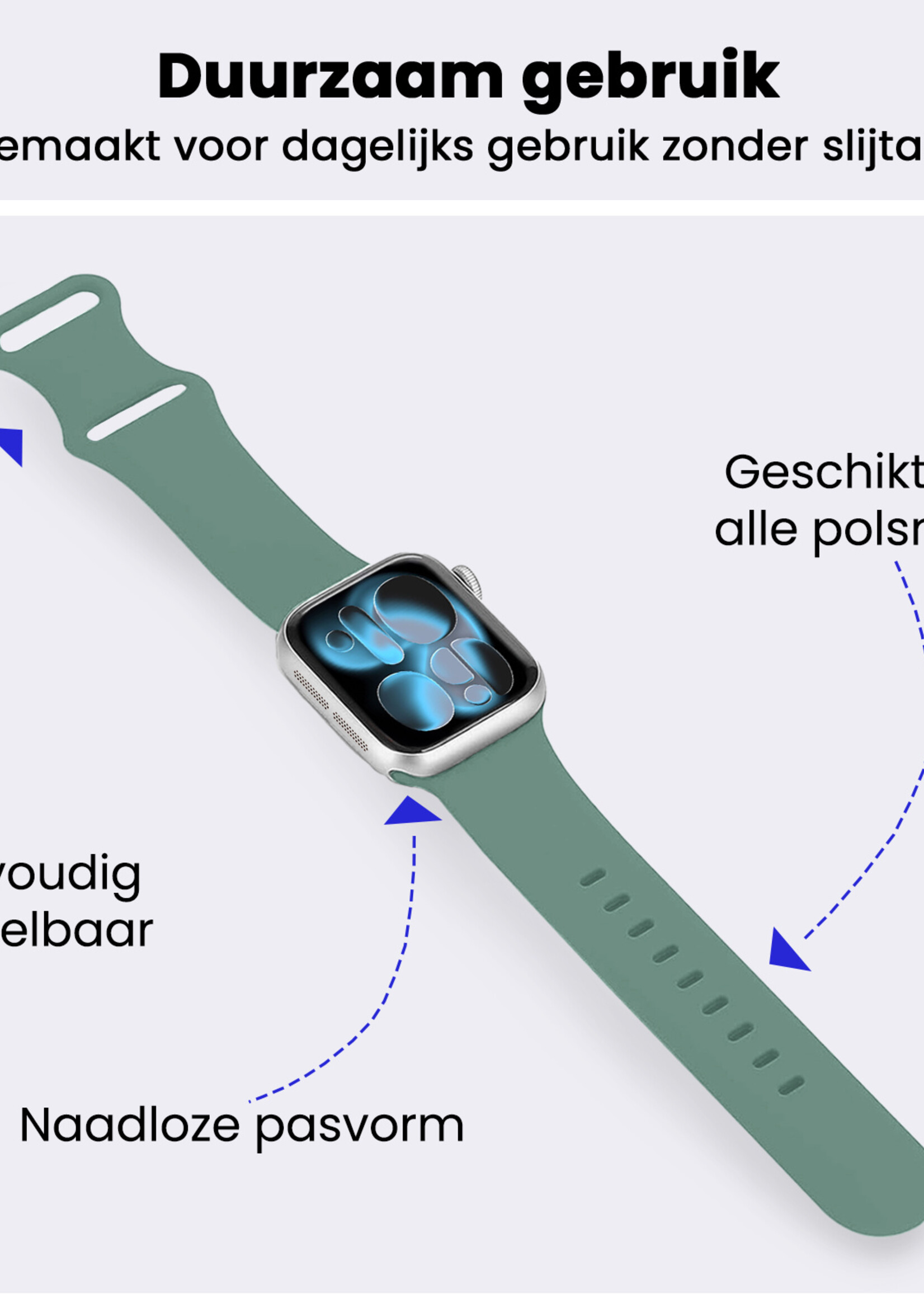 BTH BTH Apple Watch Bandje Siliconen Verstelbaar (42/44/45/46 mm) - Cactus