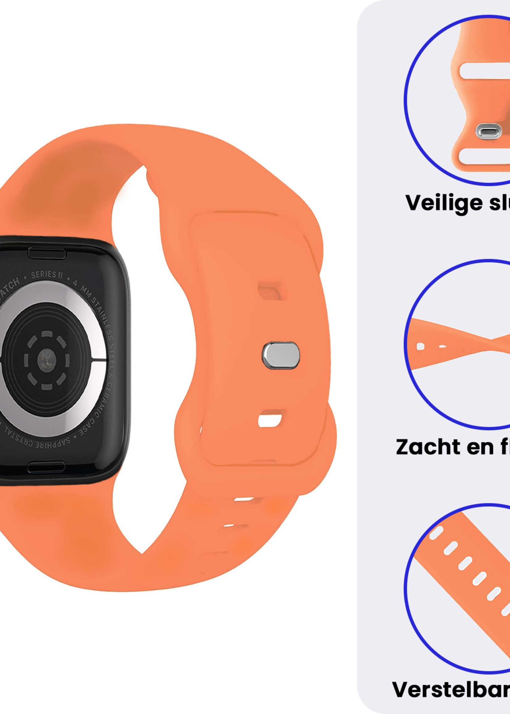 BTH BTH Apple Watch Bandje Siliconen Verstelbaar (42/44/45/46 mm) - Calendula