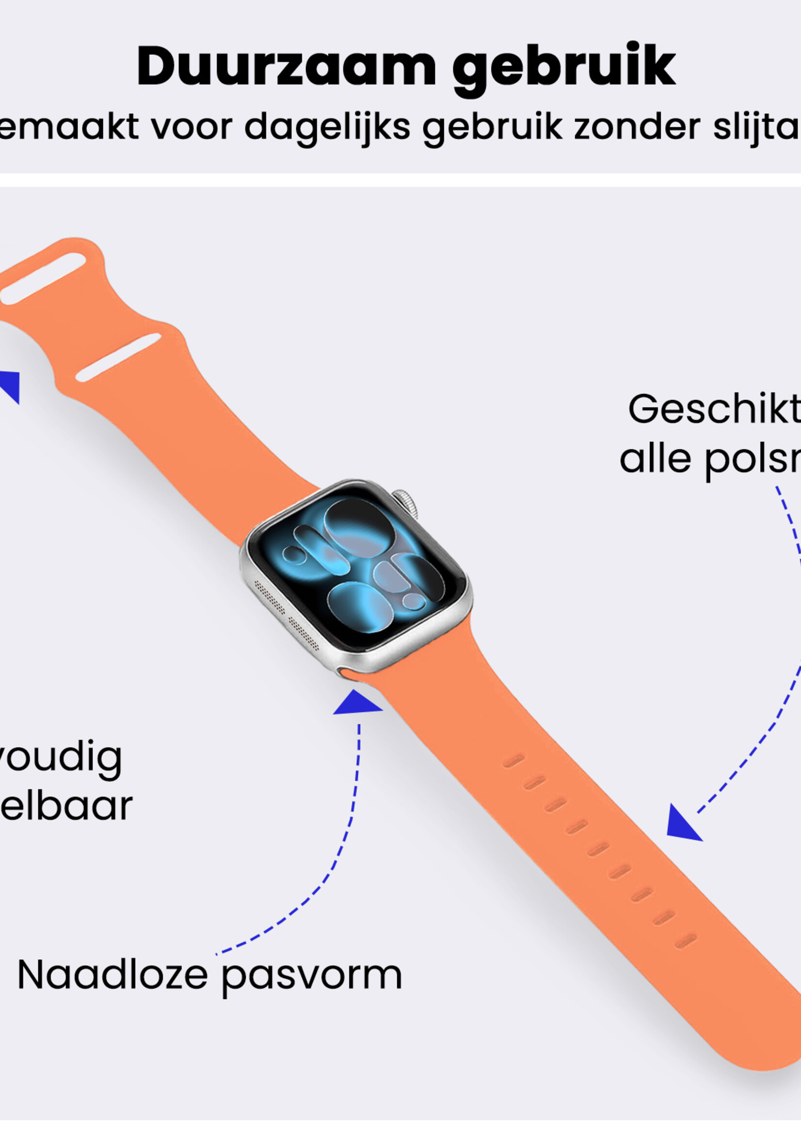BTH BTH Apple Watch Bandje Siliconen Verstelbaar (42/44/45/46 mm) - Calendula
