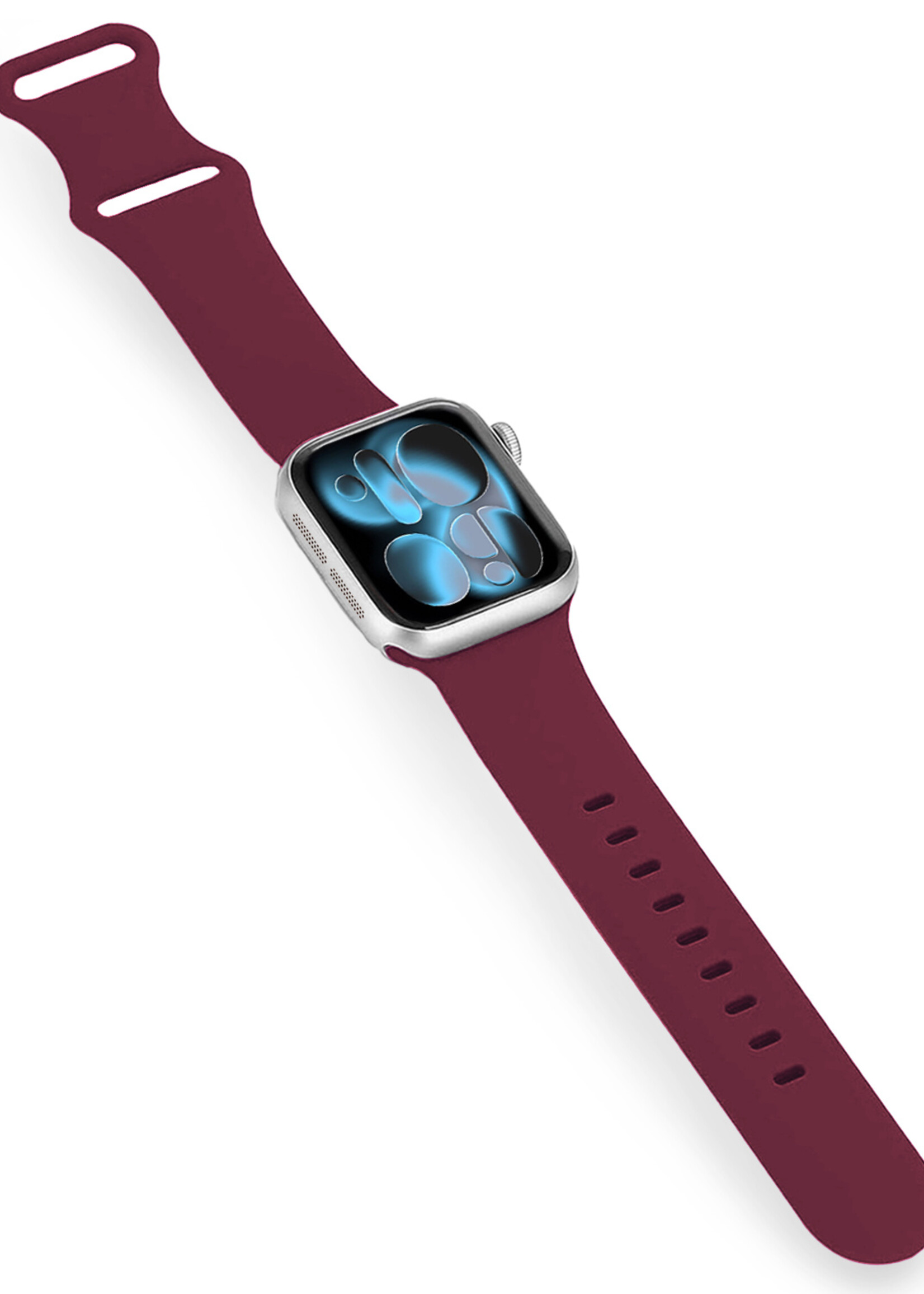BTH BTH Apple Watch Bandje Siliconen Verstelbaar (42/44/45/46 mm) - Donker Rood