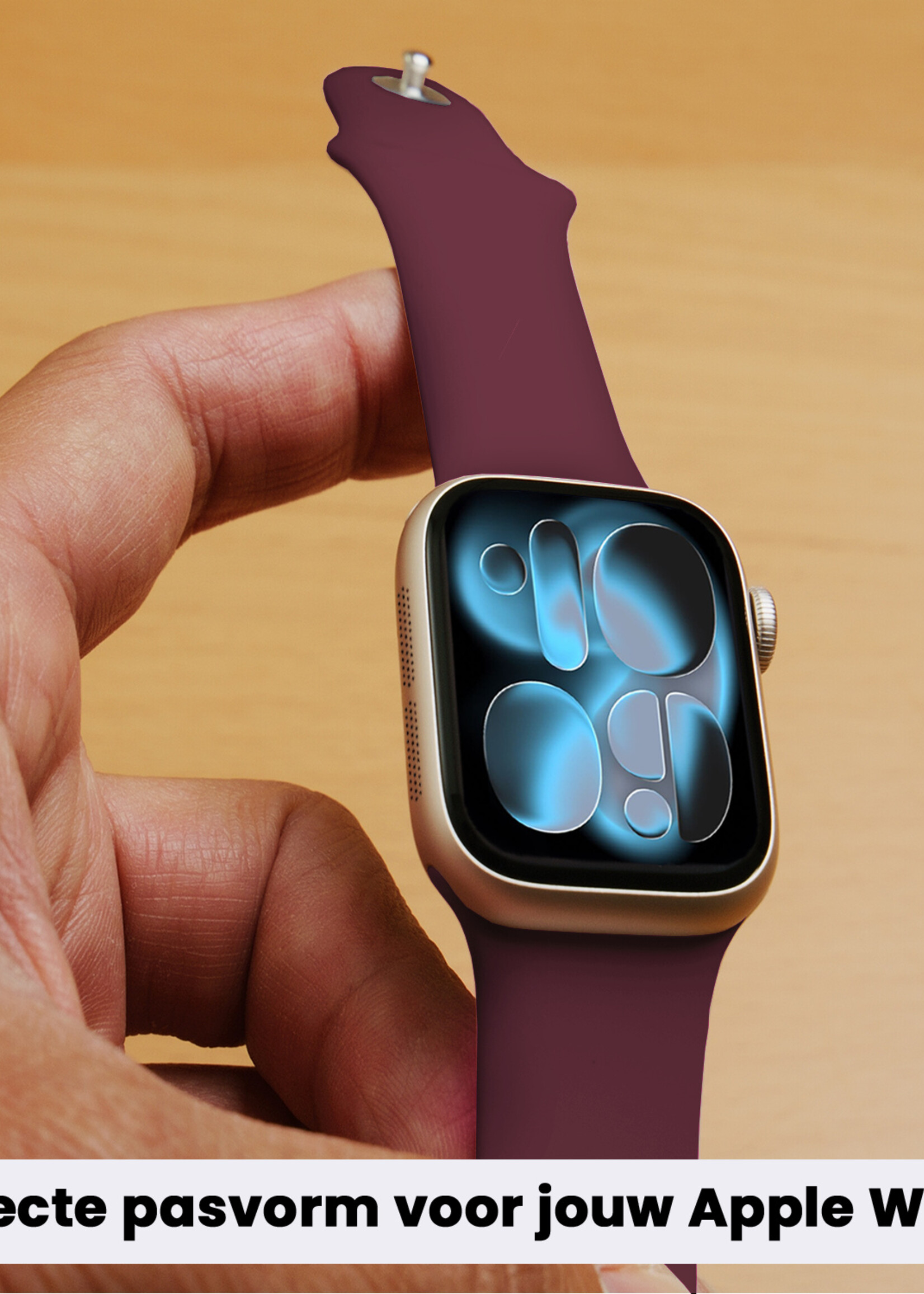 BTH BTH Apple Watch Bandje Siliconen Verstelbaar (42/44/45/46 mm) - Donker Rood