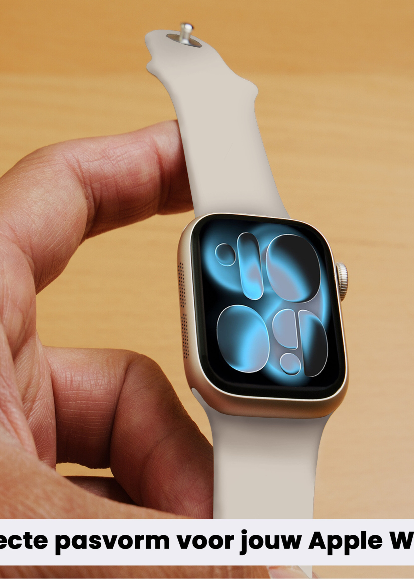 BTH BTH Apple Watch Bandje Siliconen Verstelbaar (42/44/45/46 mm) - Ivoor
