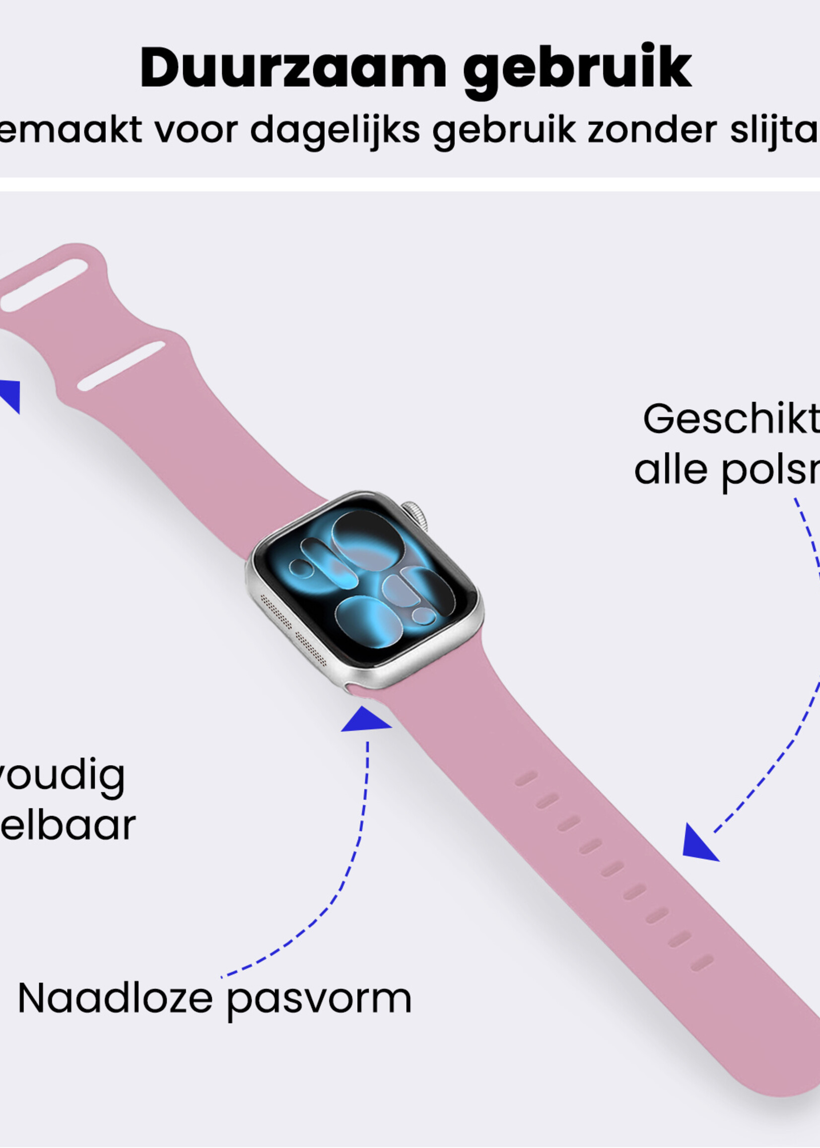 BTH BTH Apple Watch Bandje Siliconen Verstelbaar (42/44/45/46 mm) - Lila