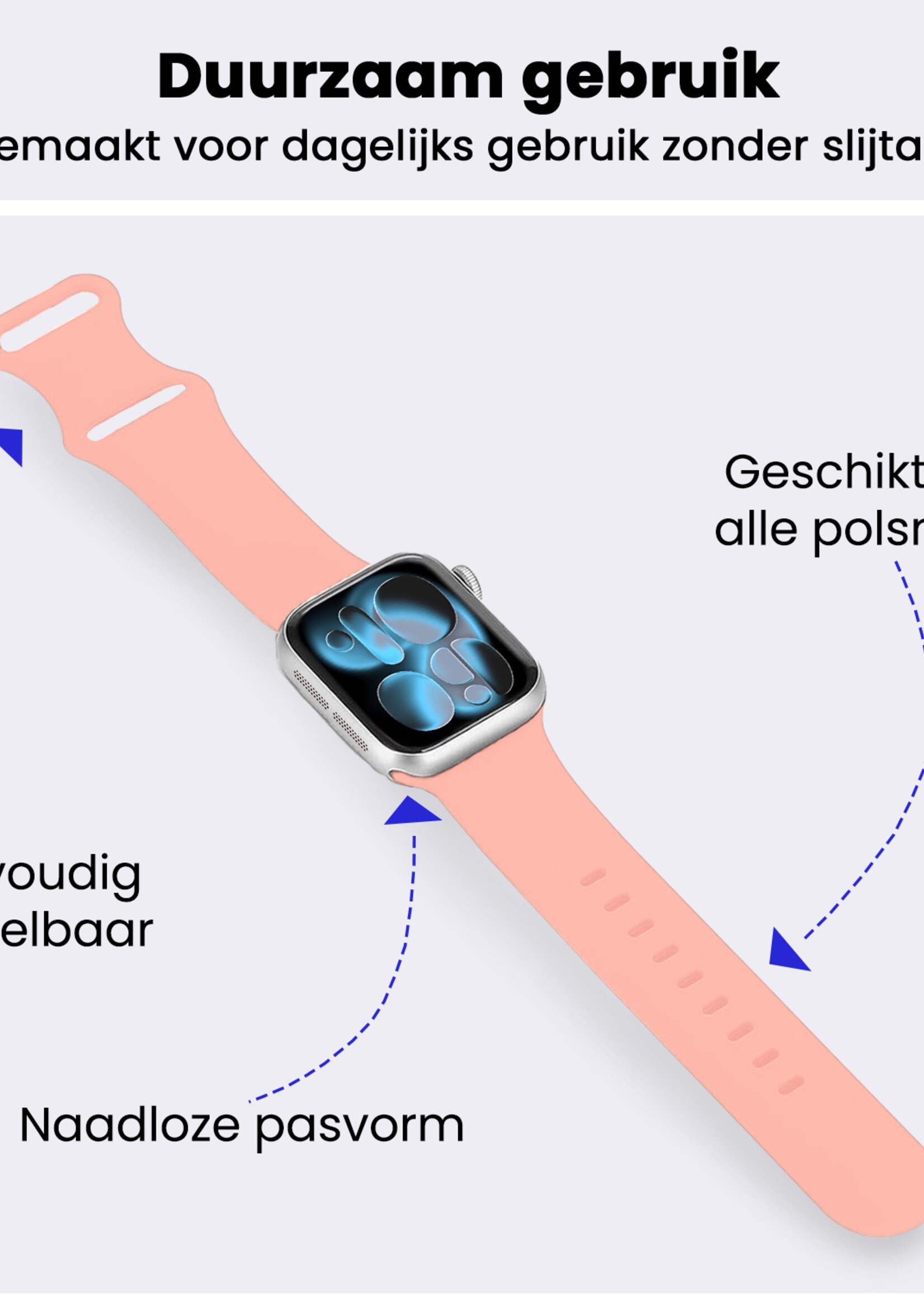 BTH BTH Apple Watch Bandje Siliconen Verstelbaar (42/44/45/46 mm) - Mint