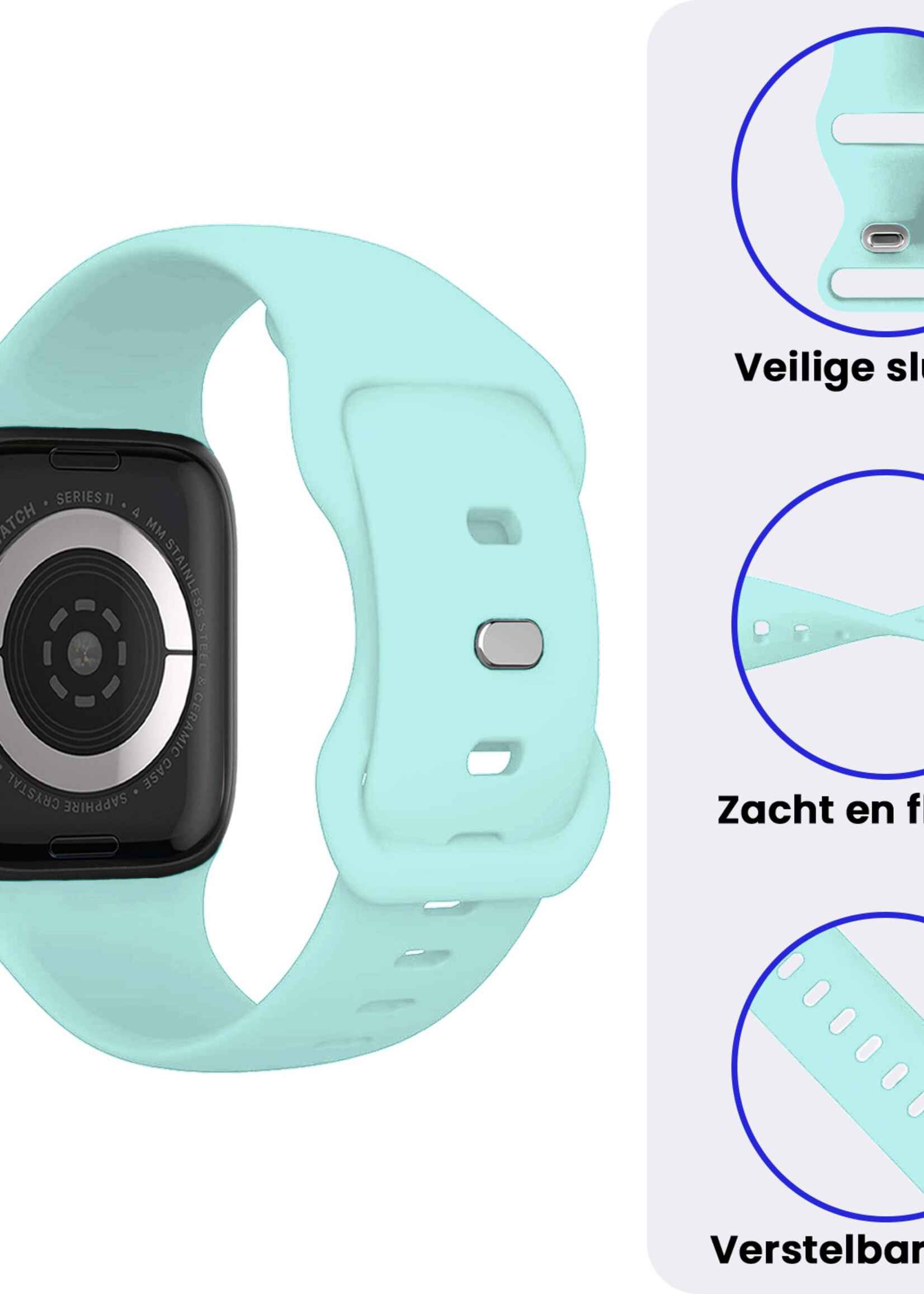 BTH BTH Apple Watch Bandje Siliconen Verstelbaar (42/44/45/46 mm) - Oud Roze