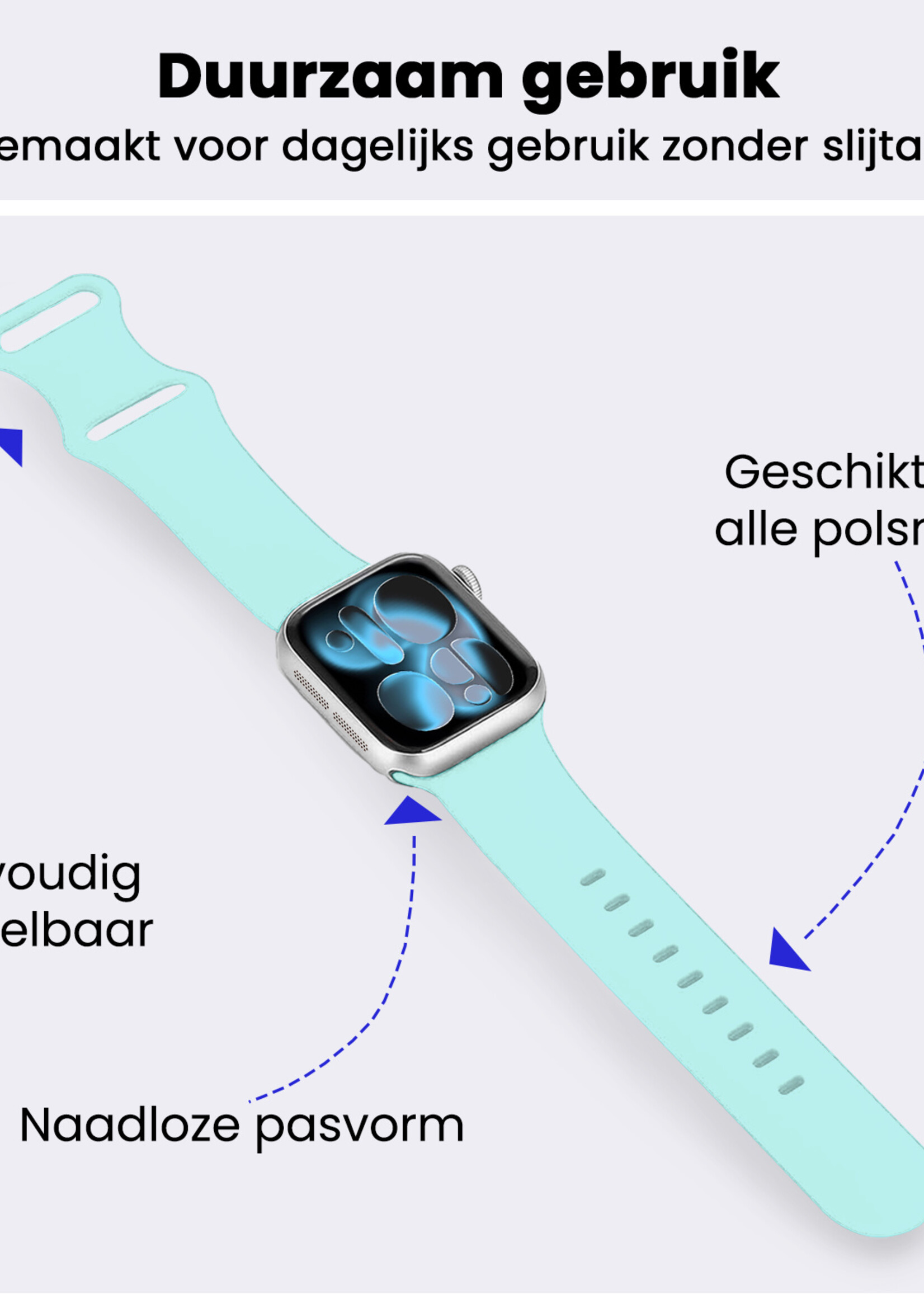 BTH BTH Apple Watch Bandje Siliconen Verstelbaar (42/44/45/46 mm) - Oud Roze