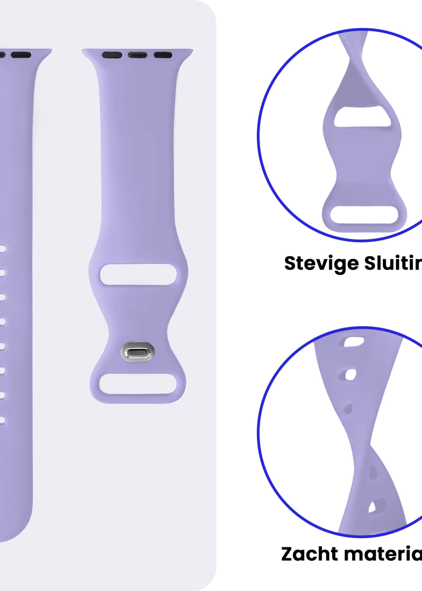 BTH BTH Apple Watch Bandje Siliconen Verstelbaar (42/44/45/46 mm) - Violet