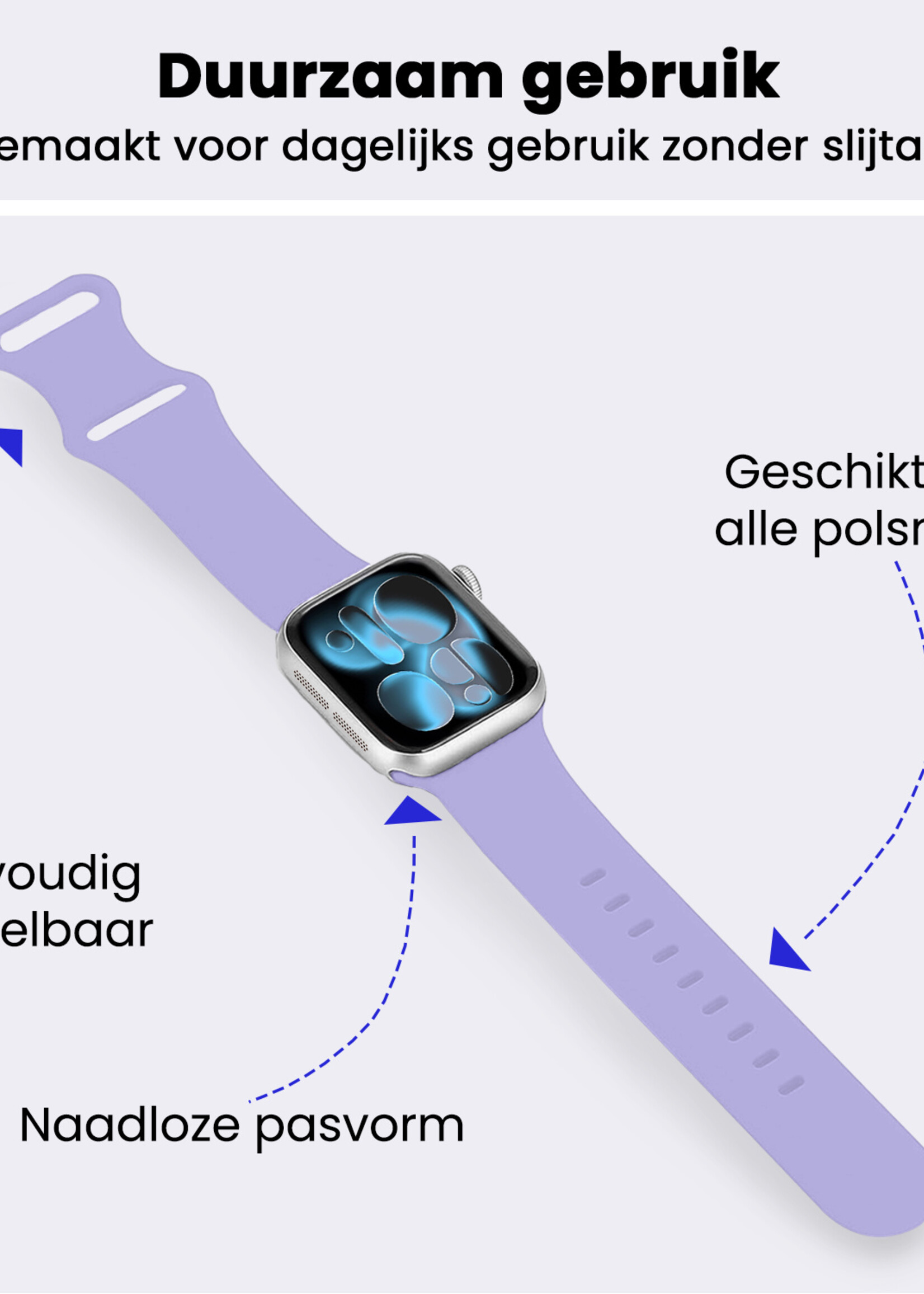 BTH BTH Apple Watch Bandje Siliconen Verstelbaar (42/44/45/46 mm) - Violet
