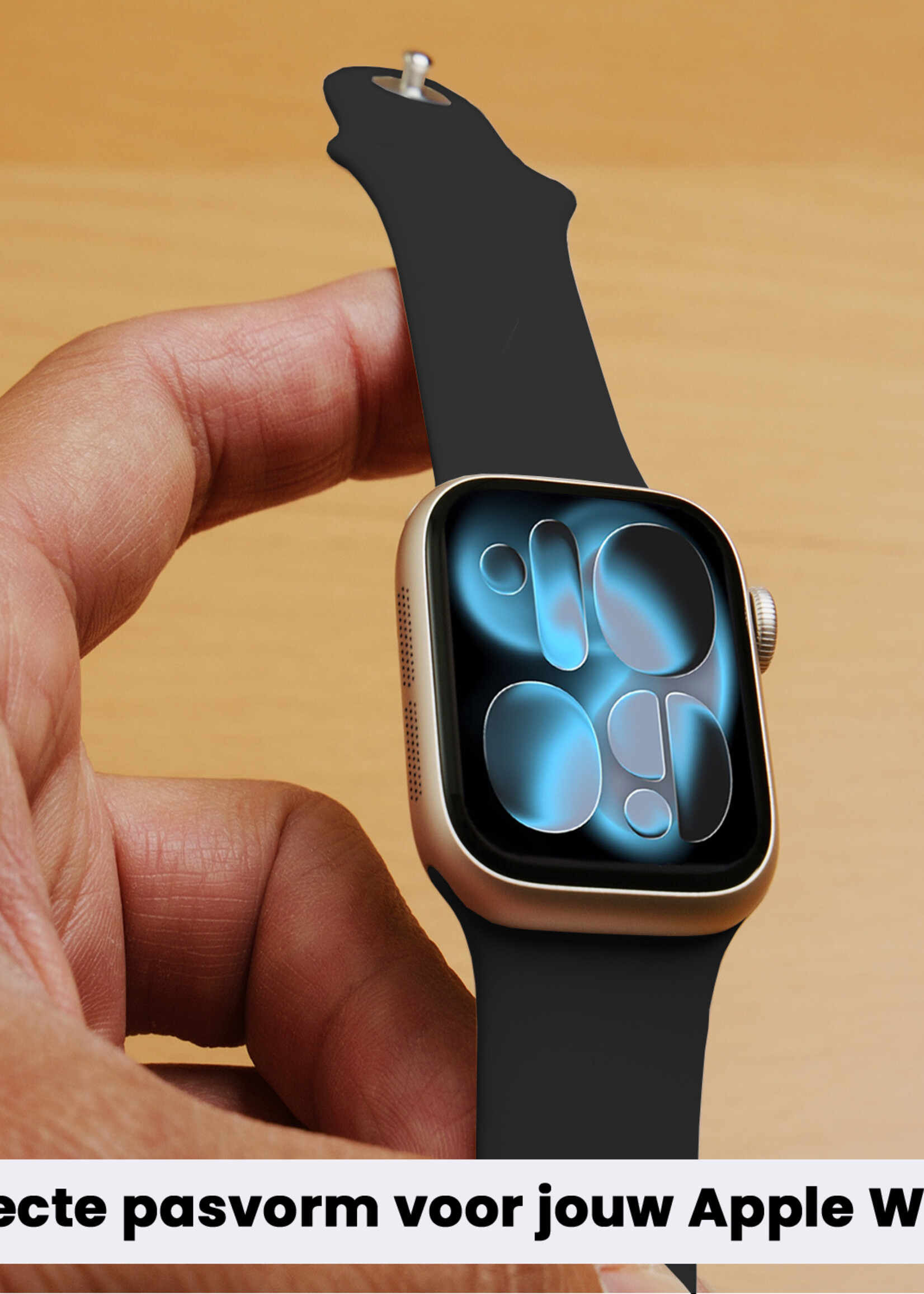 BTH BTH Apple Watch Bandje Siliconen Verstelbaar (42/44/45/46 mm) - Zwart