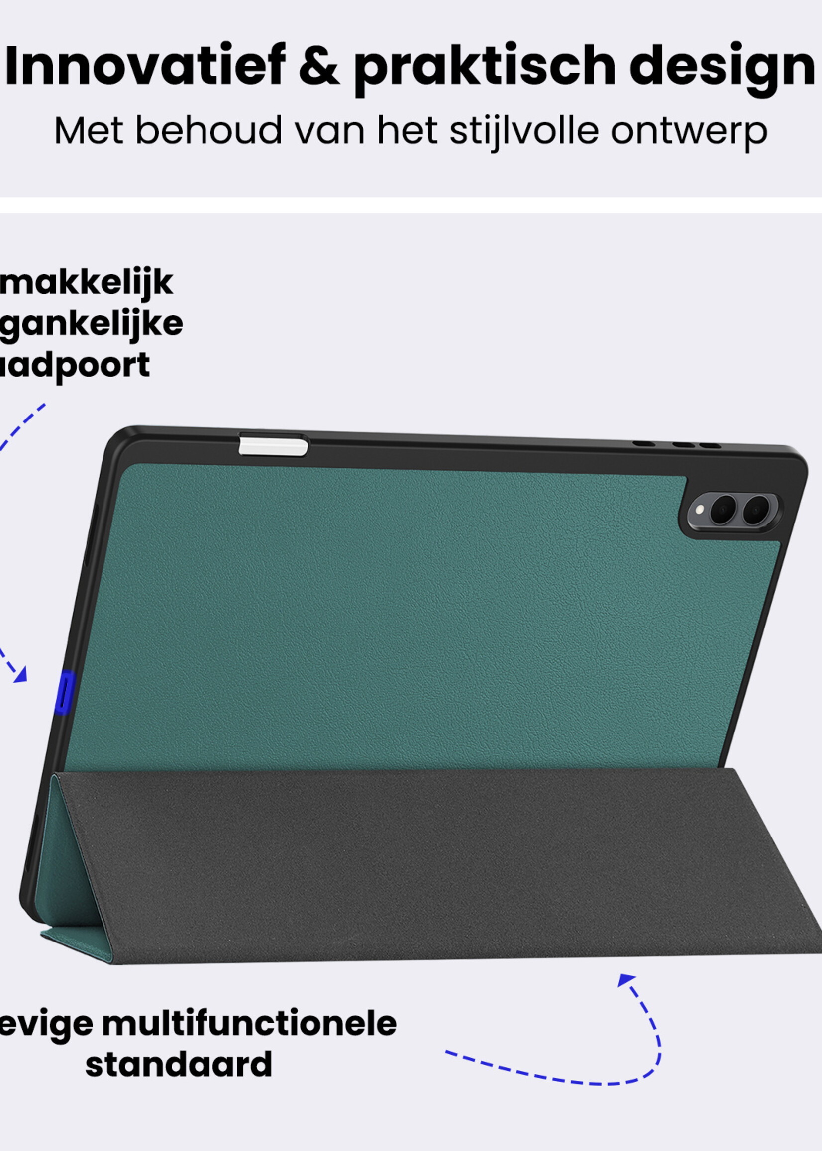 BTH BTH Samsung Galaxy Tab S11 Ultra Hoesje Met Uitsparing S Pen - Donkergroen