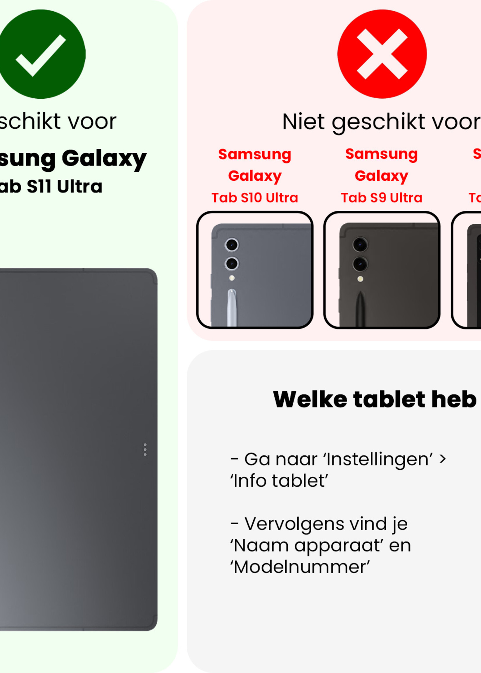 BTH BTH Samsung Galaxy Tab S11 Ultra Hoesje Met Uitsparing S Pen - Grijs