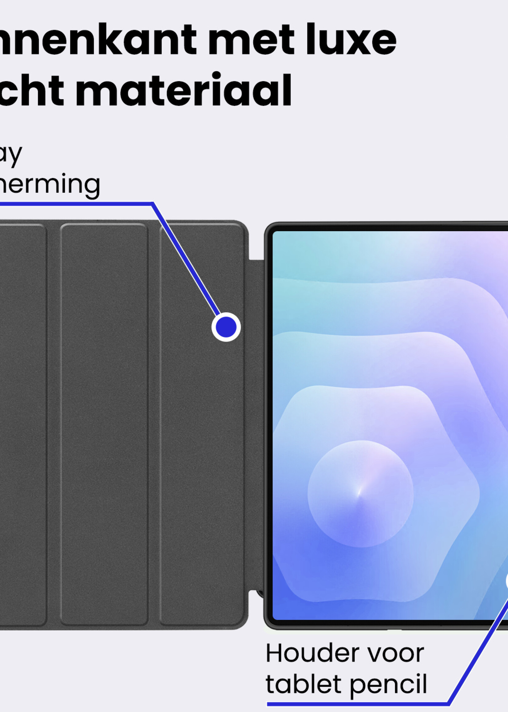 BTH BTH Samsung Galaxy Tab S11 Ultra Hoesje Met Uitsparing S Pen Met Screenprotector - Donkerblauw