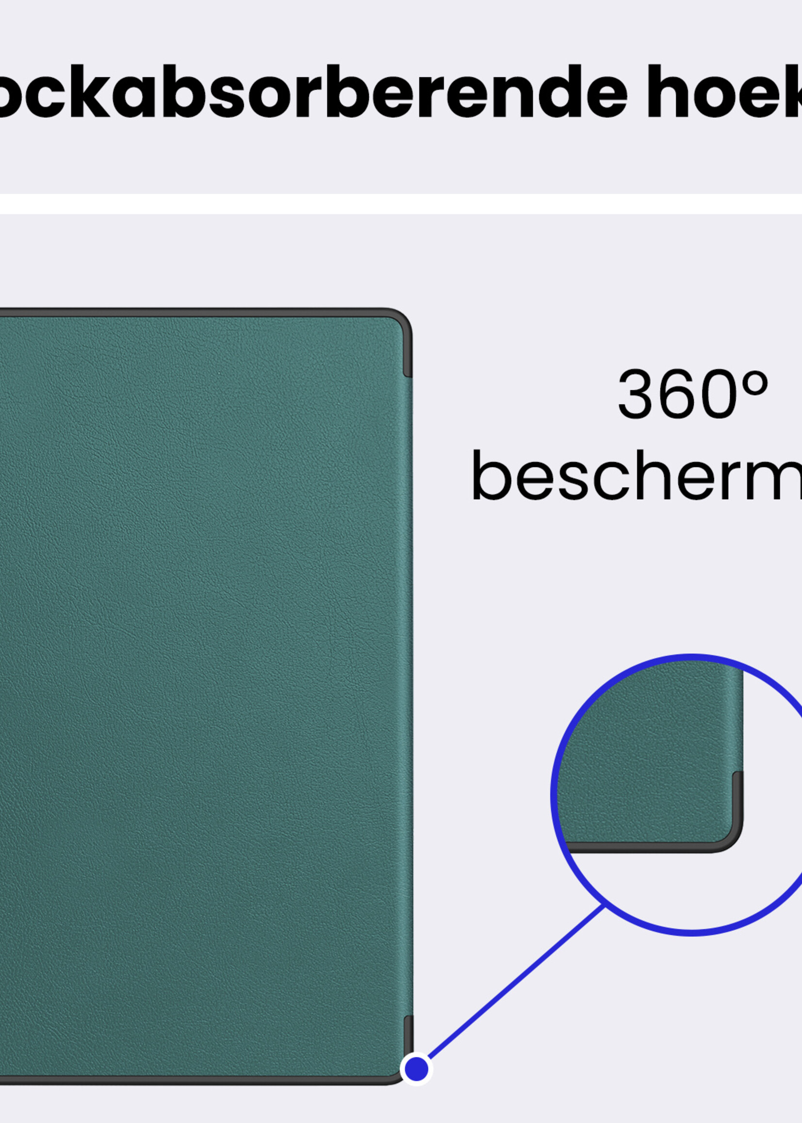 BTH BTH Samsung Galaxy Tab S11 Ultra Hoesje Met Uitsparing S Pen Met Screenprotector - Donkergroen