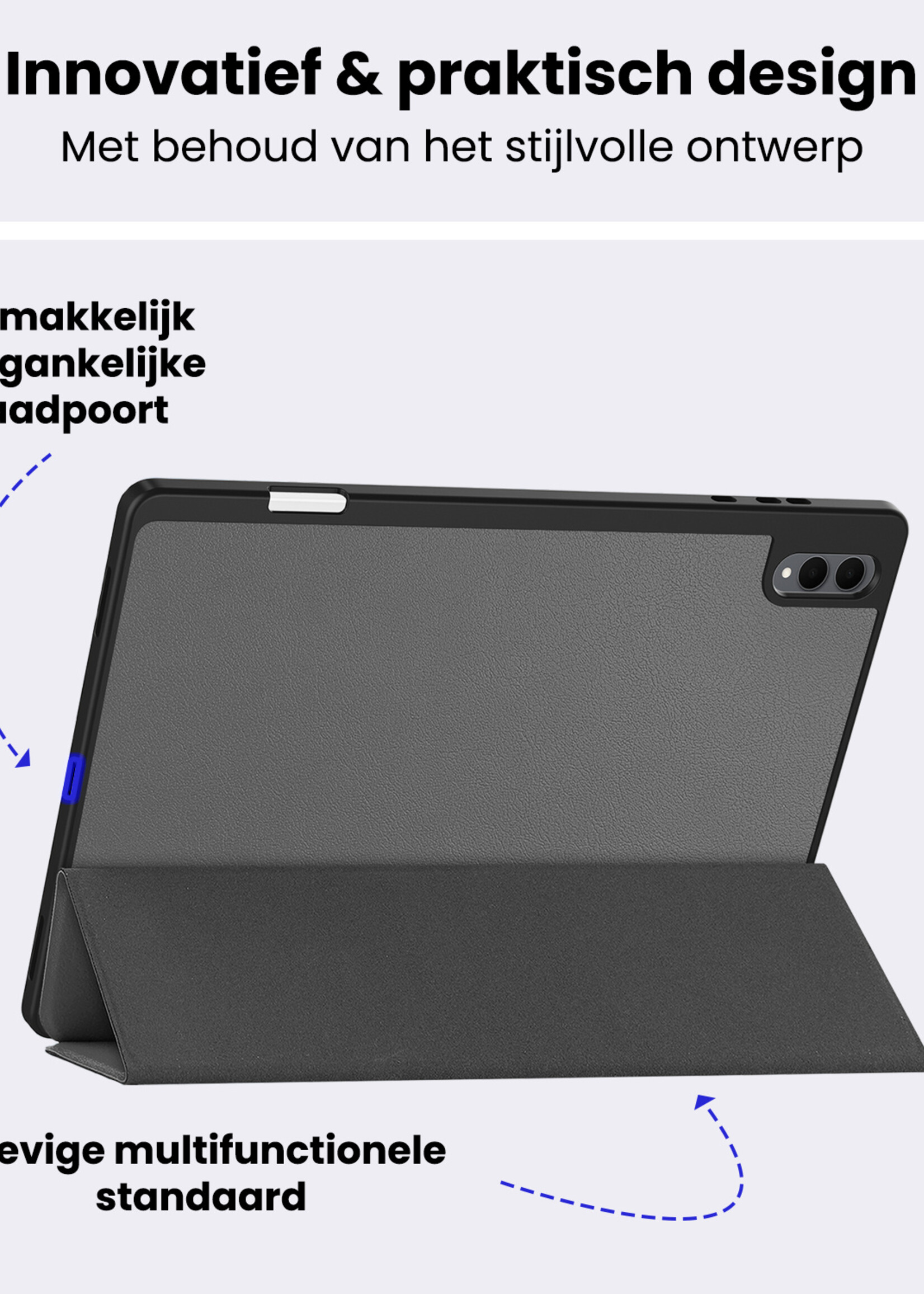 BTH BTH Samsung Galaxy Tab S11 Ultra Hoesje Met Uitsparing S Pen Met Screenprotector - Grijs