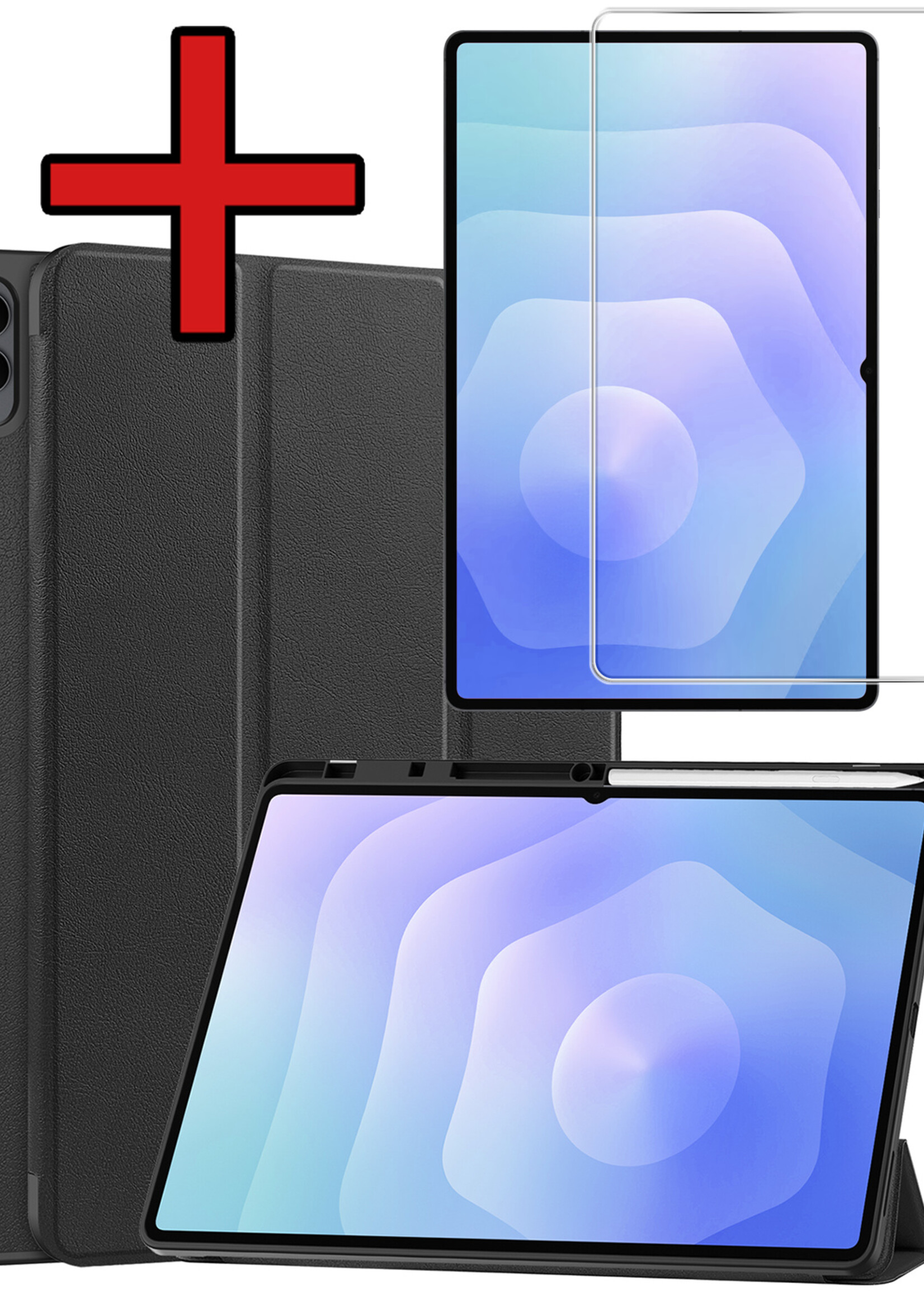 BTH BTH Samsung Galaxy Tab S11 Ultra Hoesje Met Uitsparing S Pen Met Screenprotector - Zwart