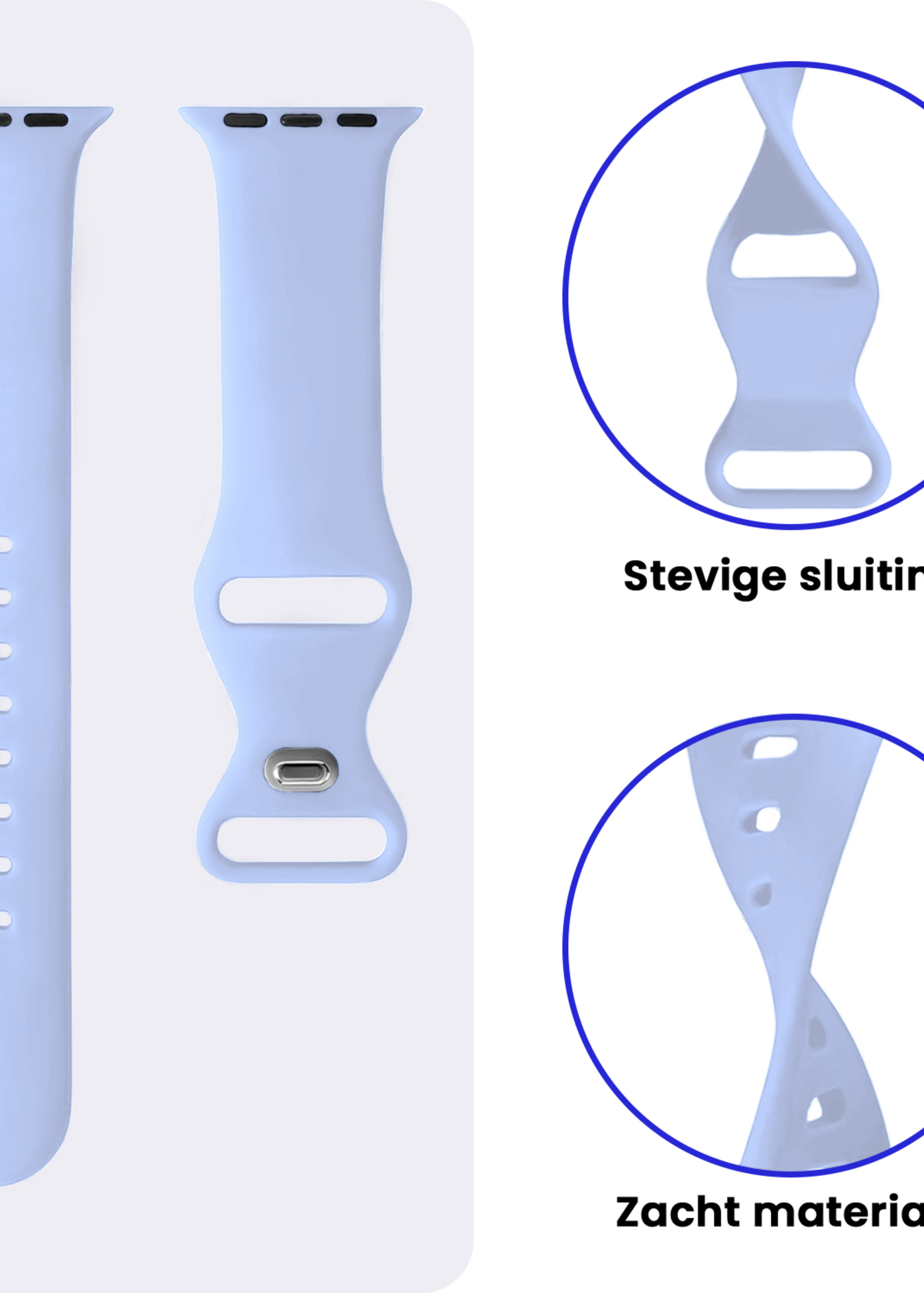 BTH BTH Apple Watch Bandje Siliconen Verstelbaar (49 mm) - Baby Blauw