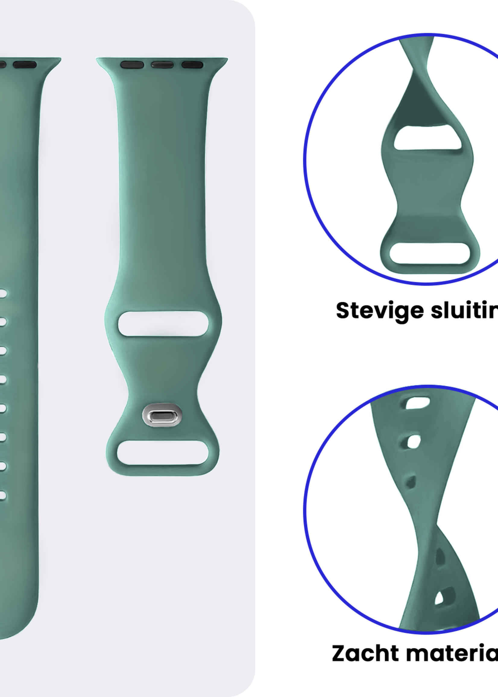 BTH BTH Apple Watch Bandje Siliconen Verstelbaar (49 mm) - Cactus