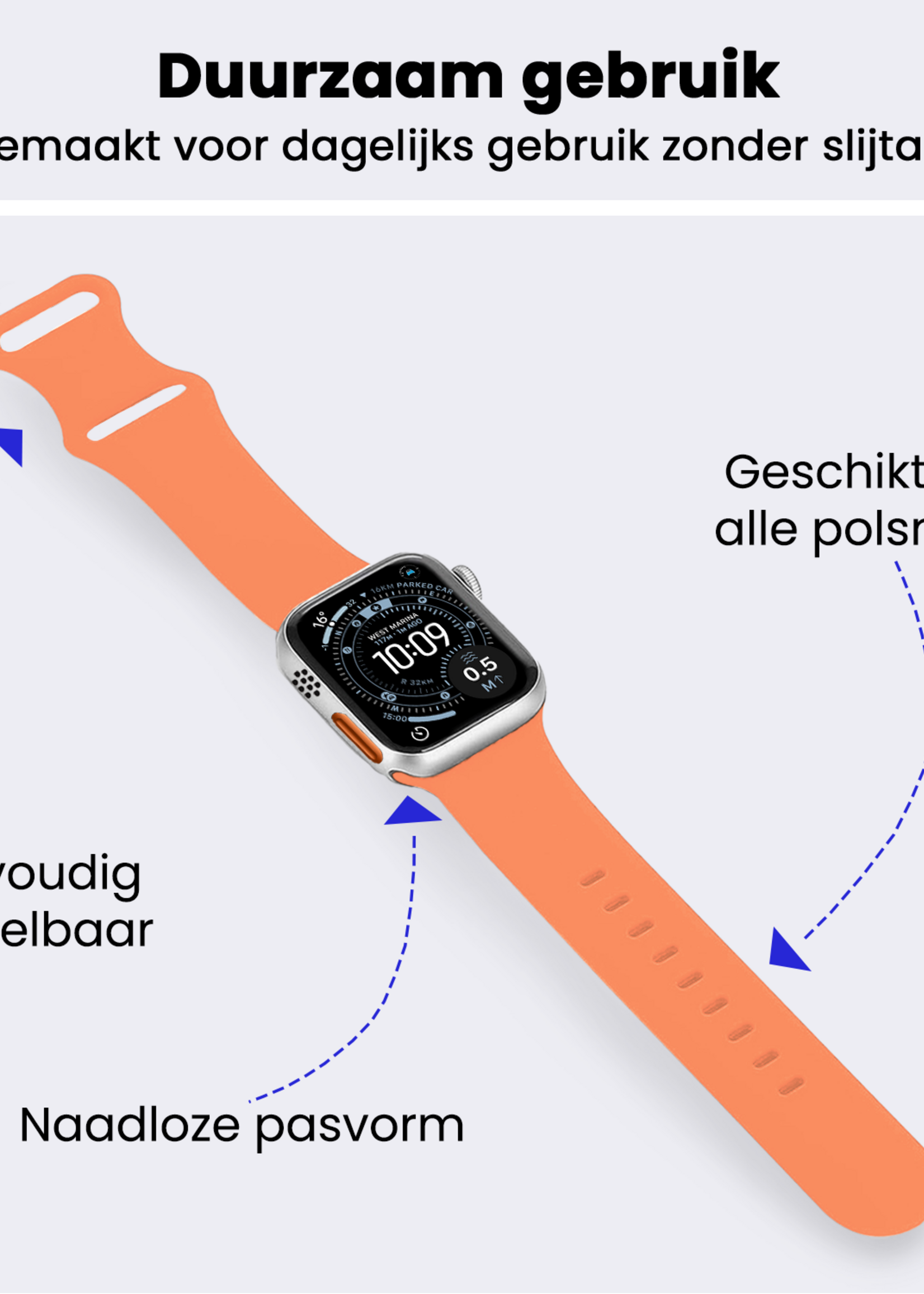 BTH BTH Apple Watch Bandje Siliconen Verstelbaar (49 mm) - Calendula