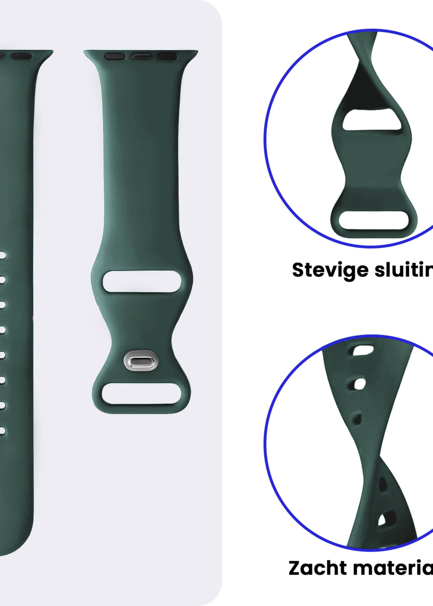 BTH BTH Apple Watch Bandje Siliconen Verstelbaar (49 mm) - Donkergroen