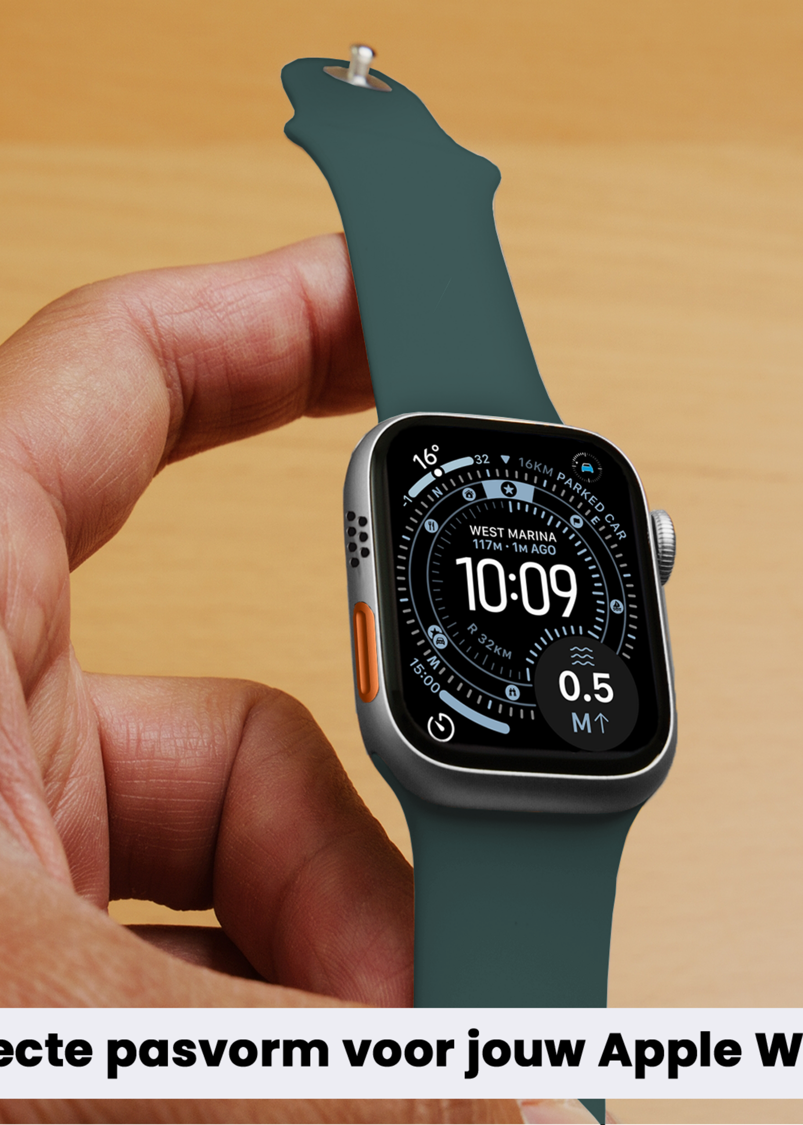 BTH BTH Apple Watch Bandje Siliconen Verstelbaar (49 mm) - Donkergroen