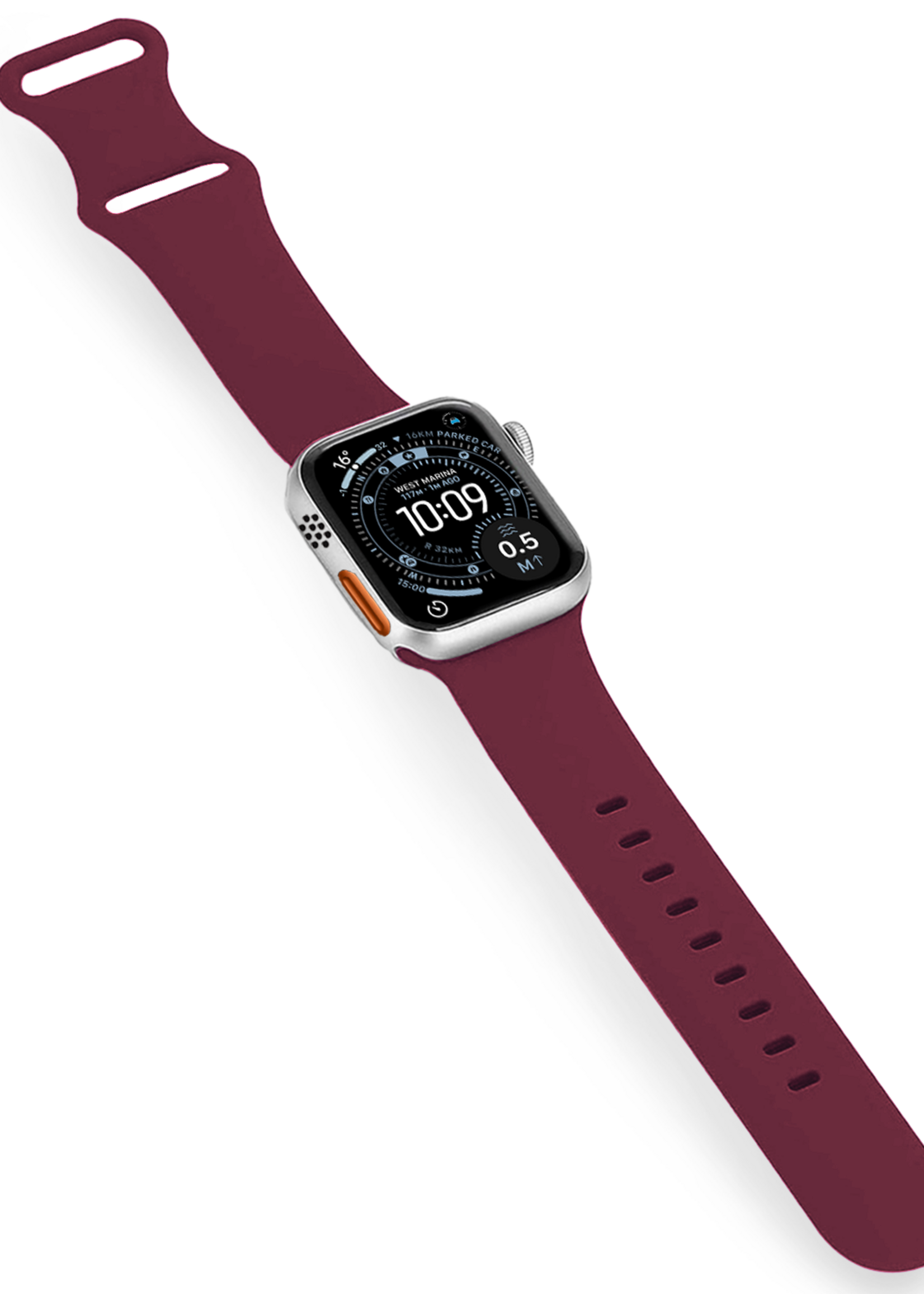 BTH BTH Apple Watch Bandje Siliconen Verstelbaar (49 mm) - Donker Rood