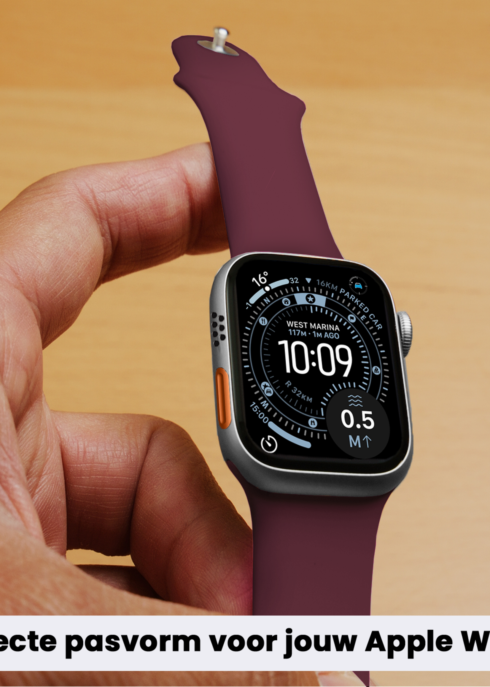 BTH BTH Apple Watch Bandje Siliconen Verstelbaar (49 mm) - Donker Rood