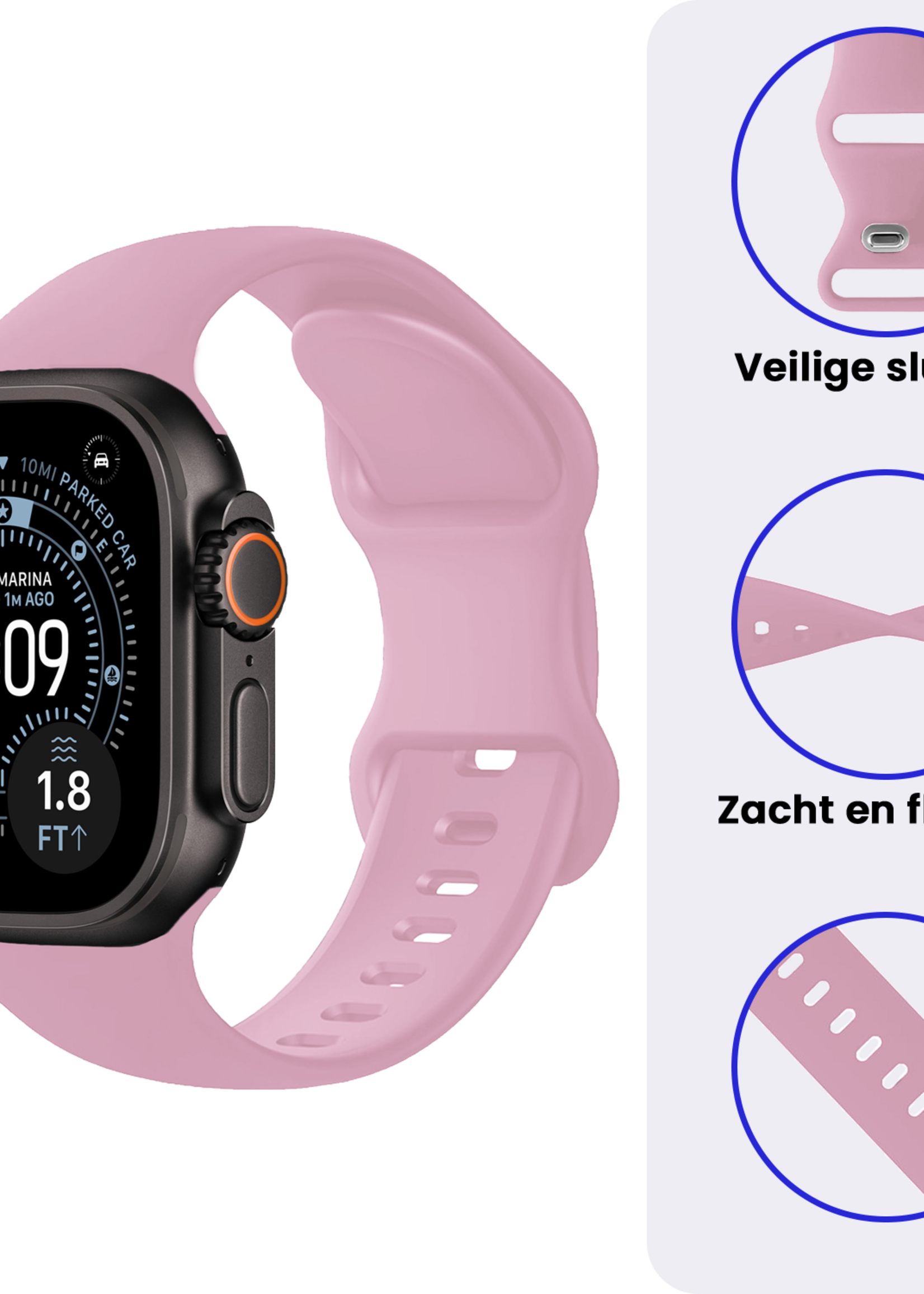 BTH BTH Apple Watch Bandje Siliconen Verstelbaar (49 mm) - Lila