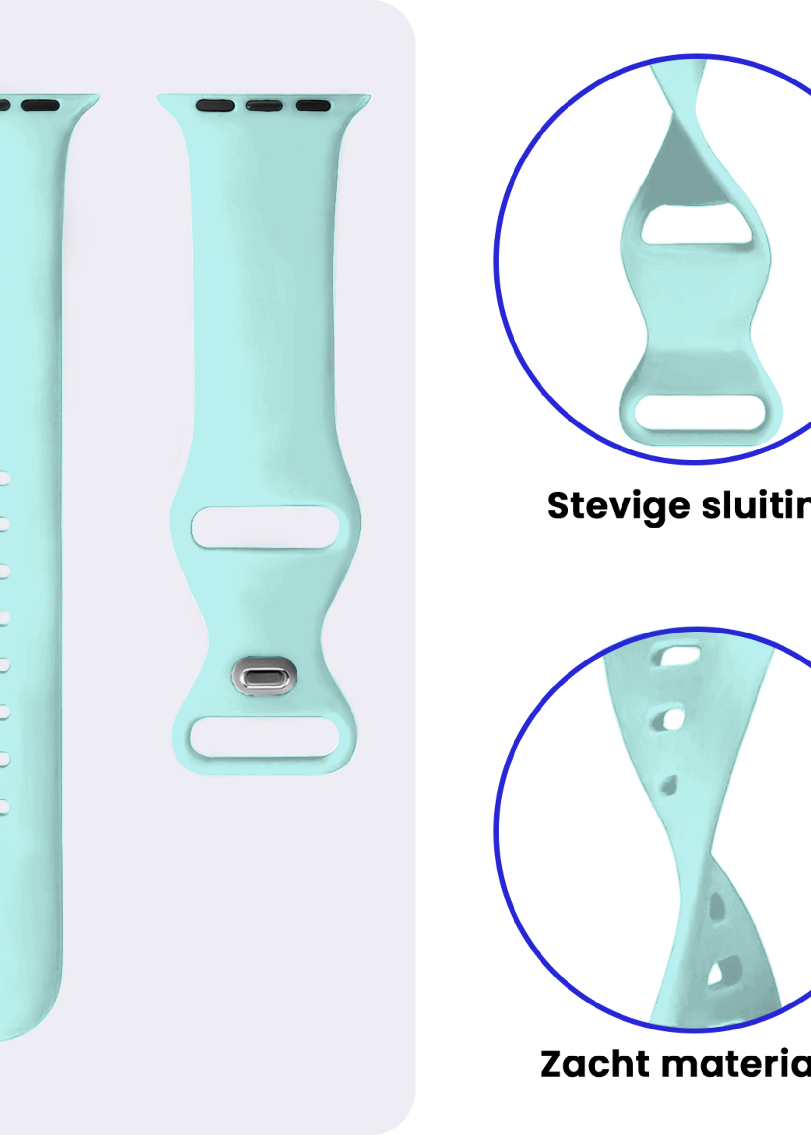 BTH BTH Apple Watch Bandje Siliconen Verstelbaar (49 mm) - Mint