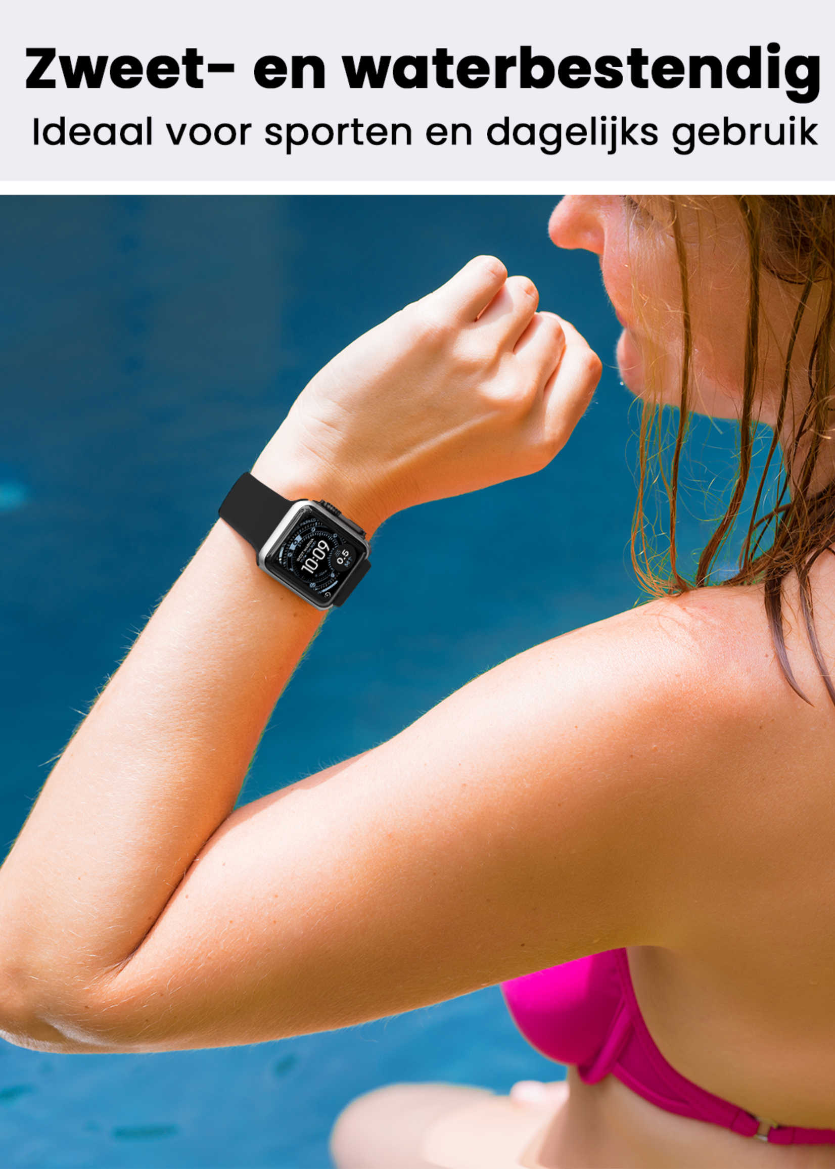 BTH BTH Apple Watch Bandje Siliconen Verstelbaar (49 mm) - Zwart