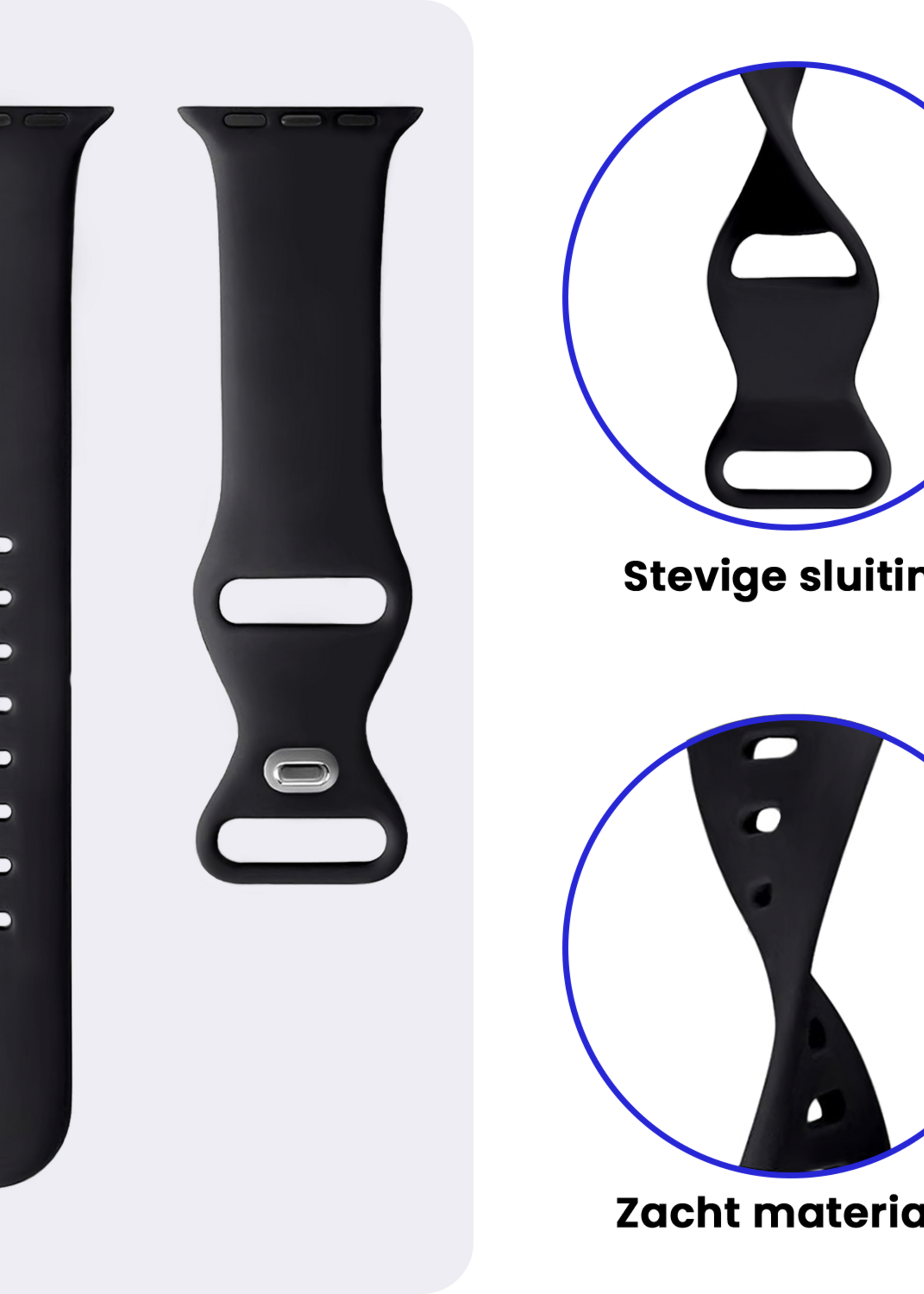 BTH BTH Apple Watch Bandje Siliconen Verstelbaar (49 mm) - Zwart