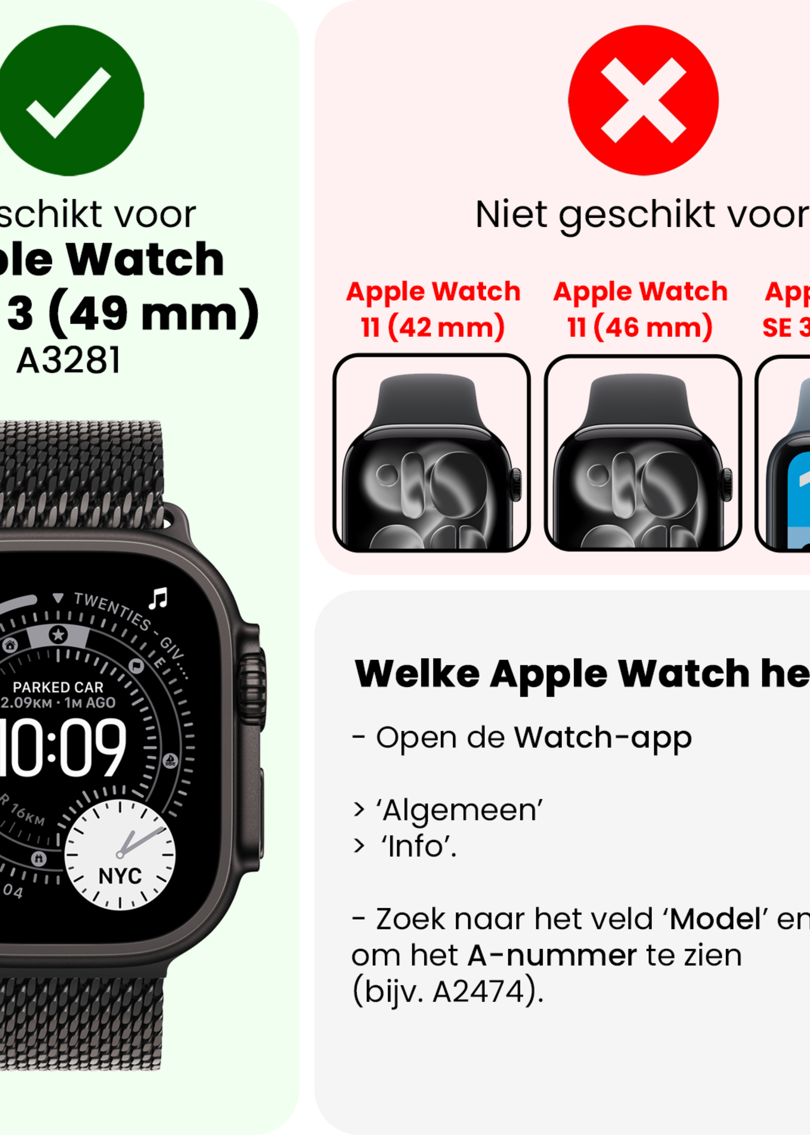 BTH BTH Apple Watch Bandje Siliconen Verstelbaar (49 mm) - Zwart